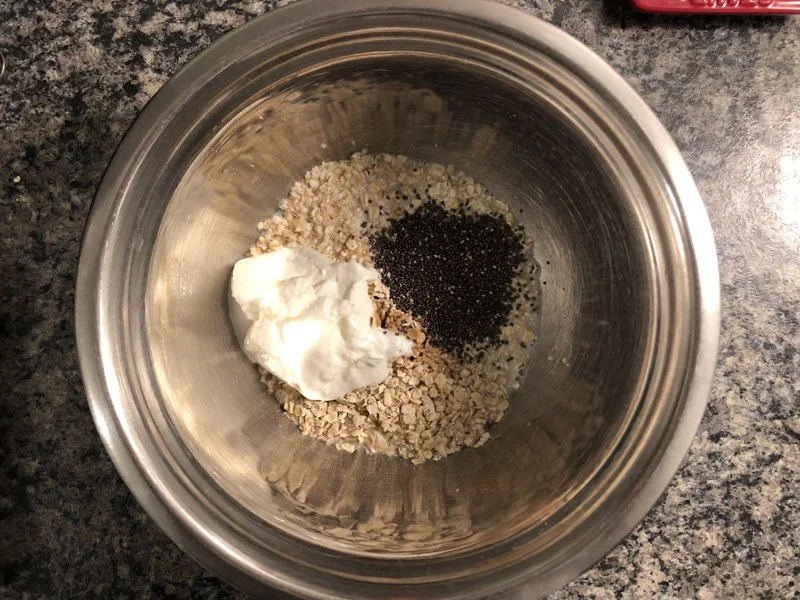 adding ingredients to a bowl