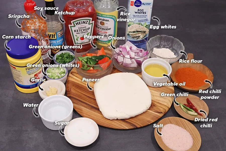 ingredients for air fryer chilli paneer