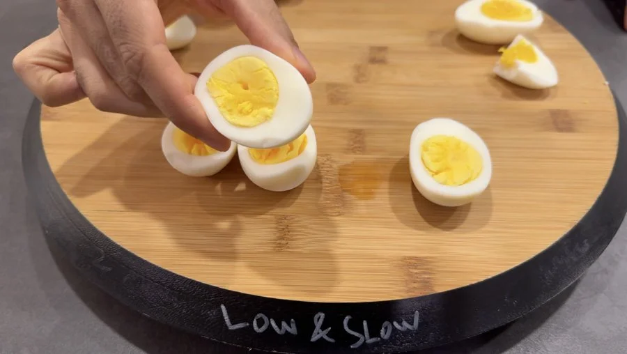 holding low and slow egg