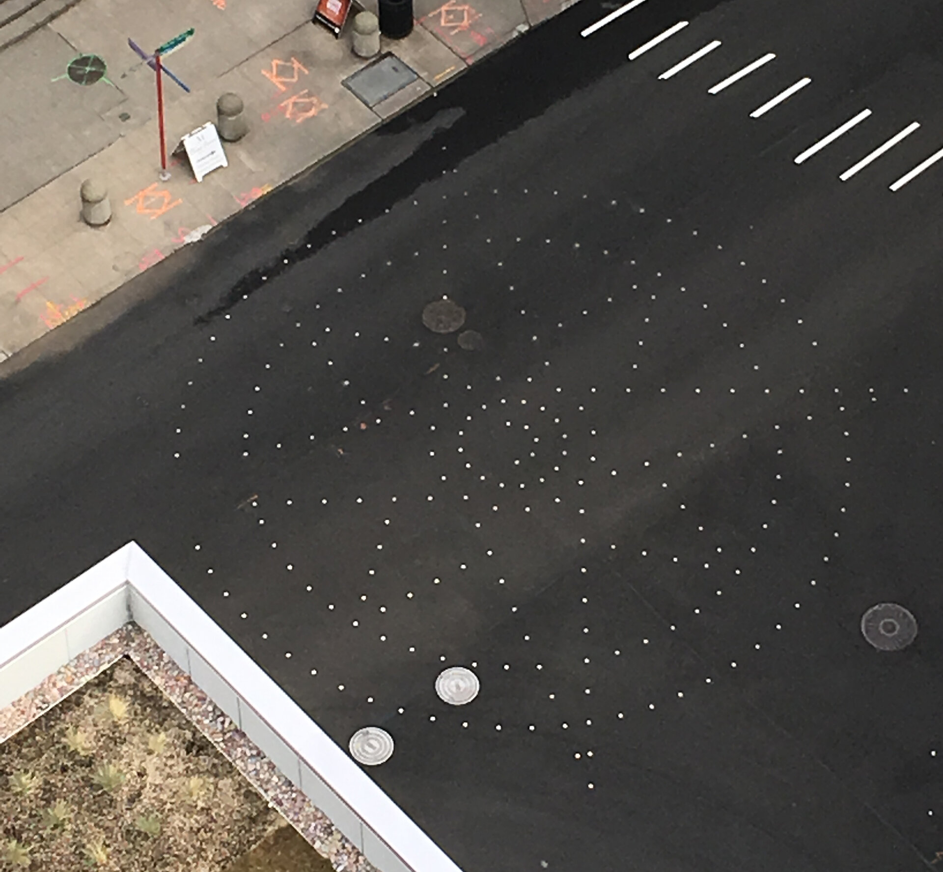 Compass Rose, 2018. Brass inlays in intersection at Western + University, Seattle WA.