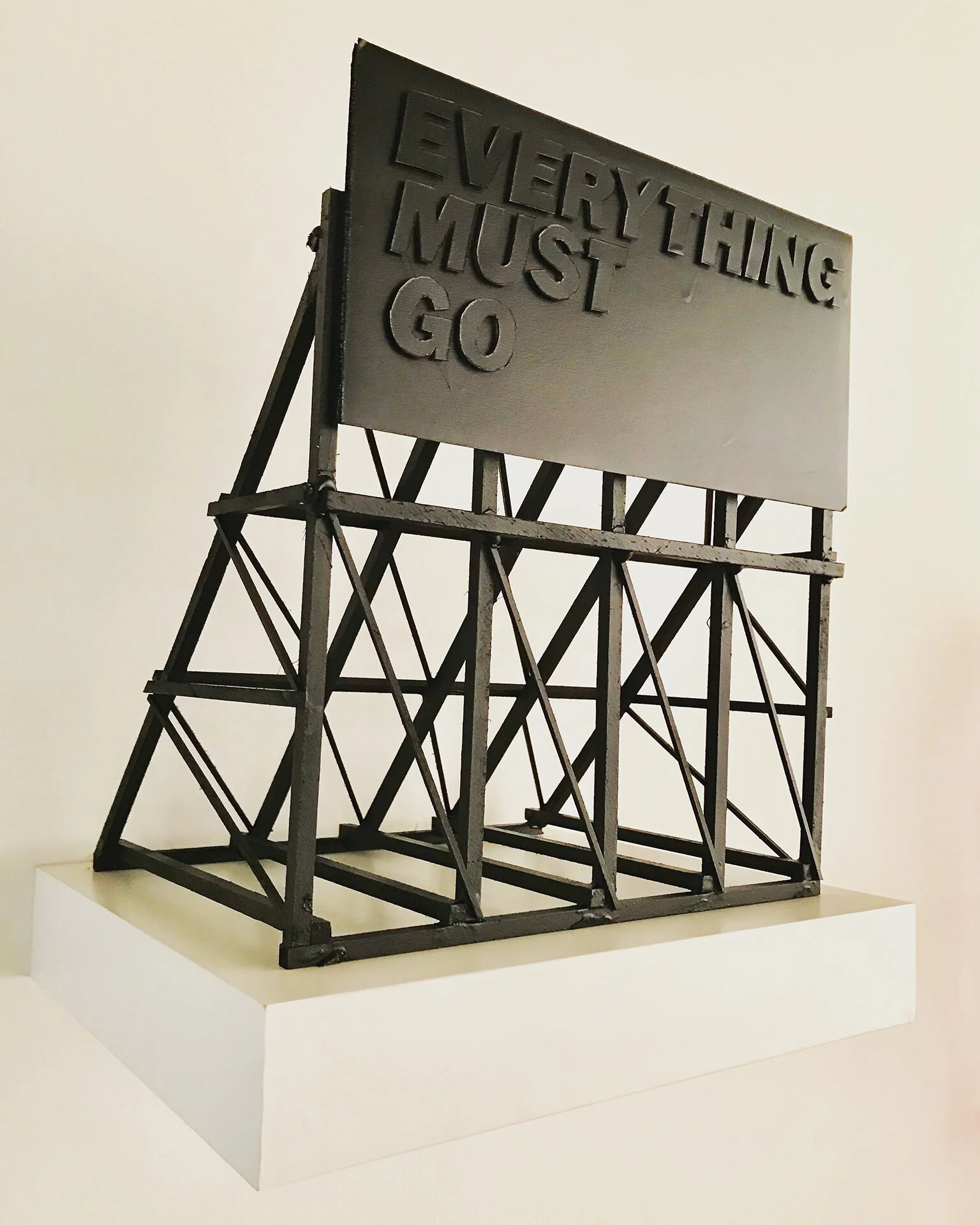 Everything Must Go, balsa, illustration board, spray paint, glue, 2018