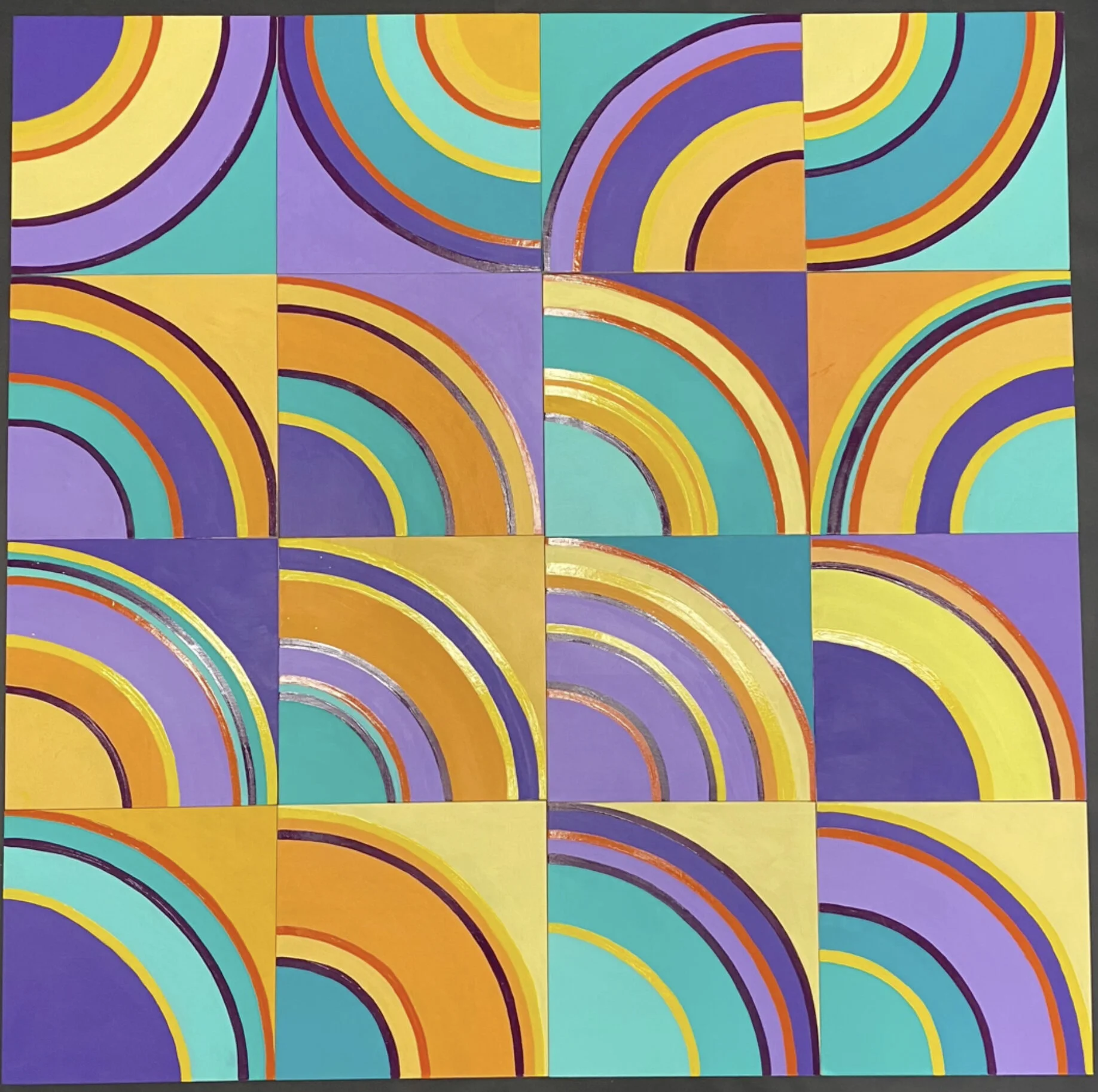 Modular Mural, acrylic paint, enamel paint on birch plywood panels, 2020