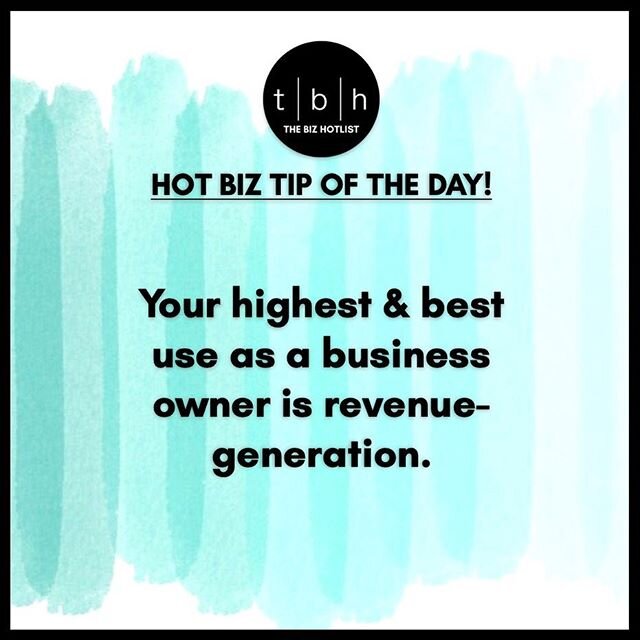 🔥HOT TIP🔥Where are you spending your time? 🤔 Most business owners are the primary REVENUE-GENERATORS 🤑 of their businesses! Therefore, you can&rsquo;t afford to be doing the mundane work in your business. Although you got used to doing everything