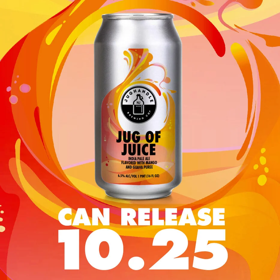 Bright orange and yellow Jug of Juice can release promotion featuring a can illustration