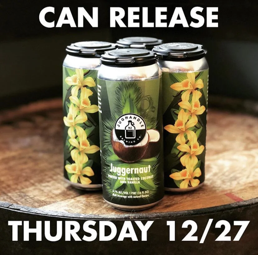 Juggernaut four-pack coconut porter can release promotional graphic