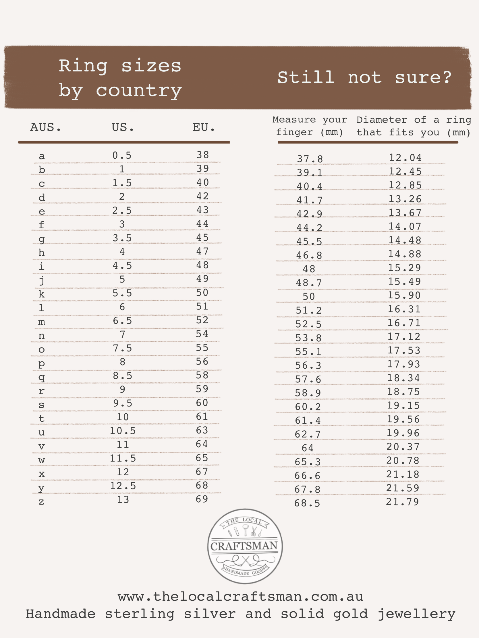 925 Sterling Sterling Silver Ring Sizing Ring Size Chart Inches