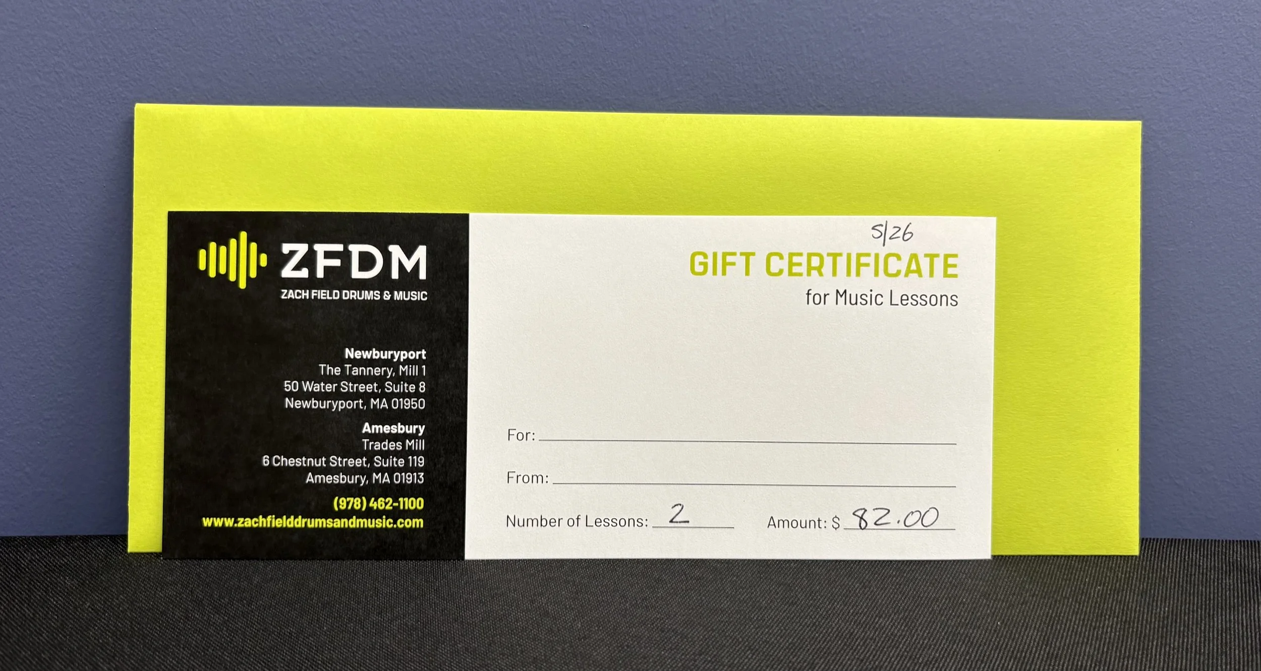 Two music lessons ($85 value)