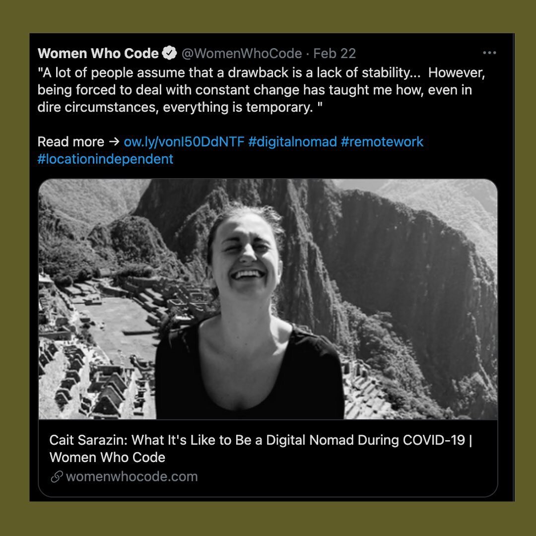 Learn about my experience as a nomad isolated in Argentina during COVID, how I changed careers, and the pros and cons of nomadic life. 👆🏾Link in the bio for the full article.
.
.
.

#digitalnomad #digitalnomads #digitalnomadlife #remotework #cowork