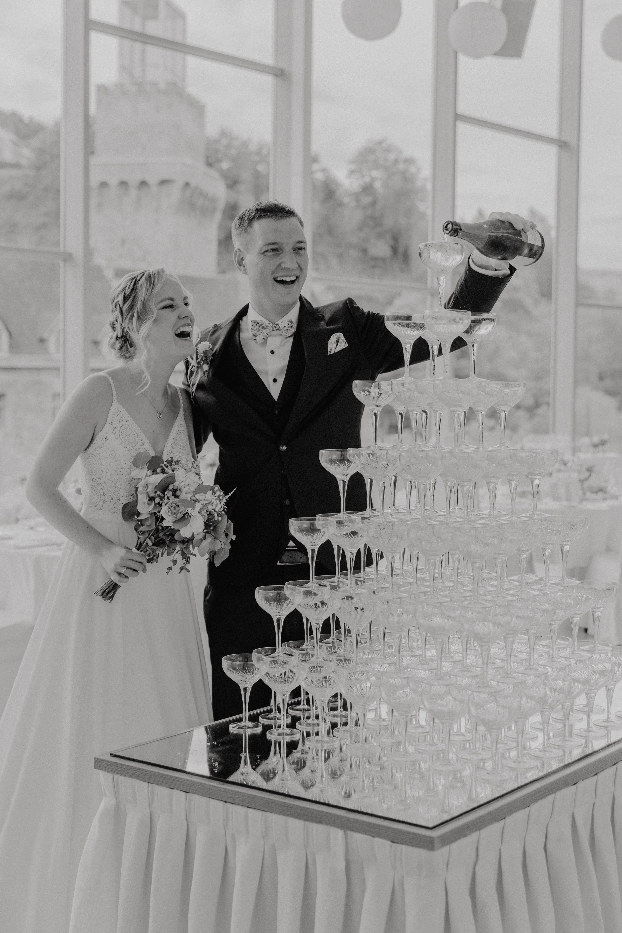 Hochzeit Schloss an der Eisenstraße Waidhofen an der Ybbs Niederösterreich Champagner Tower