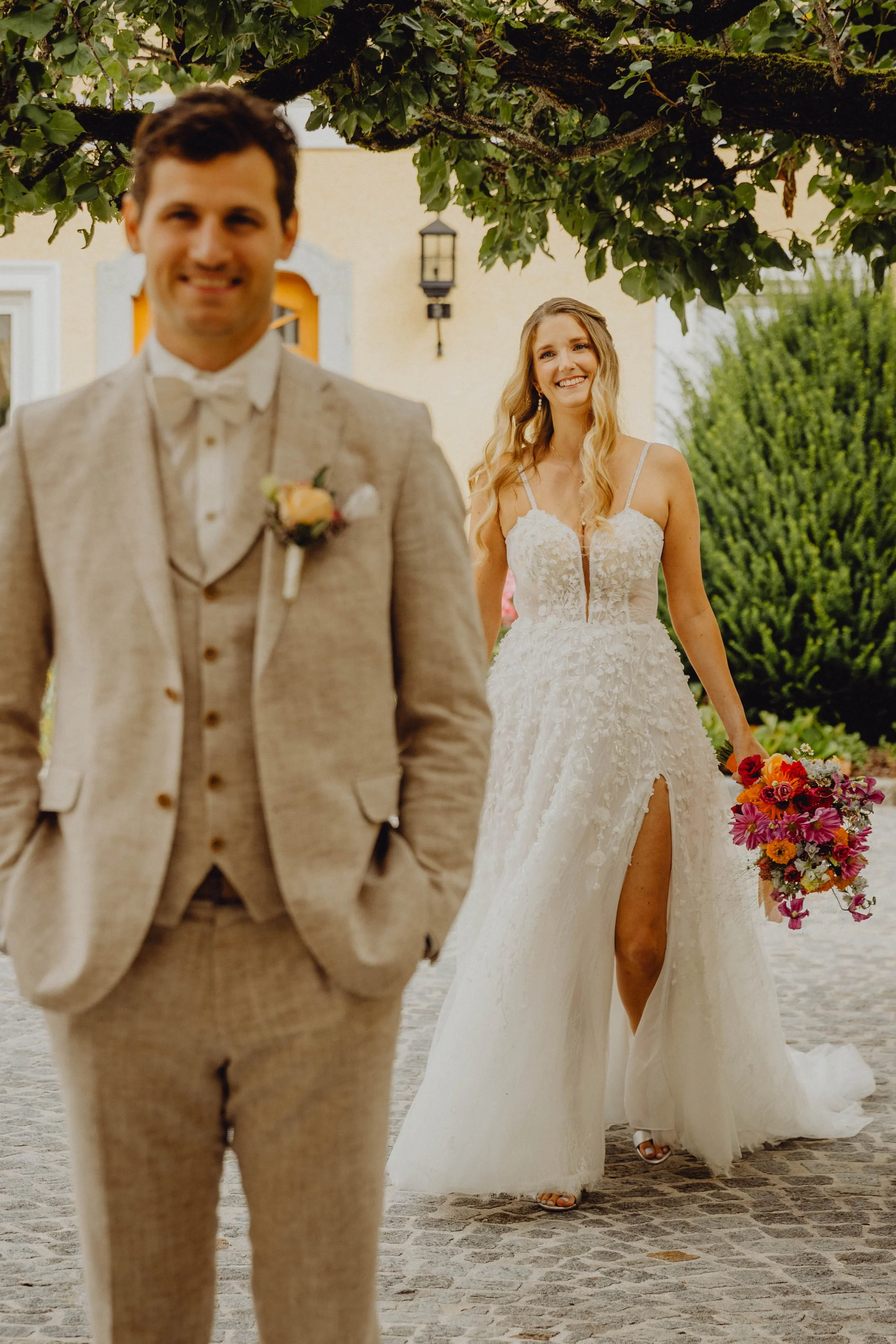 Hochzeit First Look Paarshooting Leonding Linz Oberbauerngut Oberösterreich