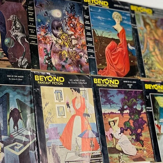 We just found and posted these for sale on our eBay store. A complete set of vintage sci-fi pulps: Beyond Fantasy Fiction from 1953. Ten books total. We love the old school art and story telling. #pulps #scifi #sciencefiction