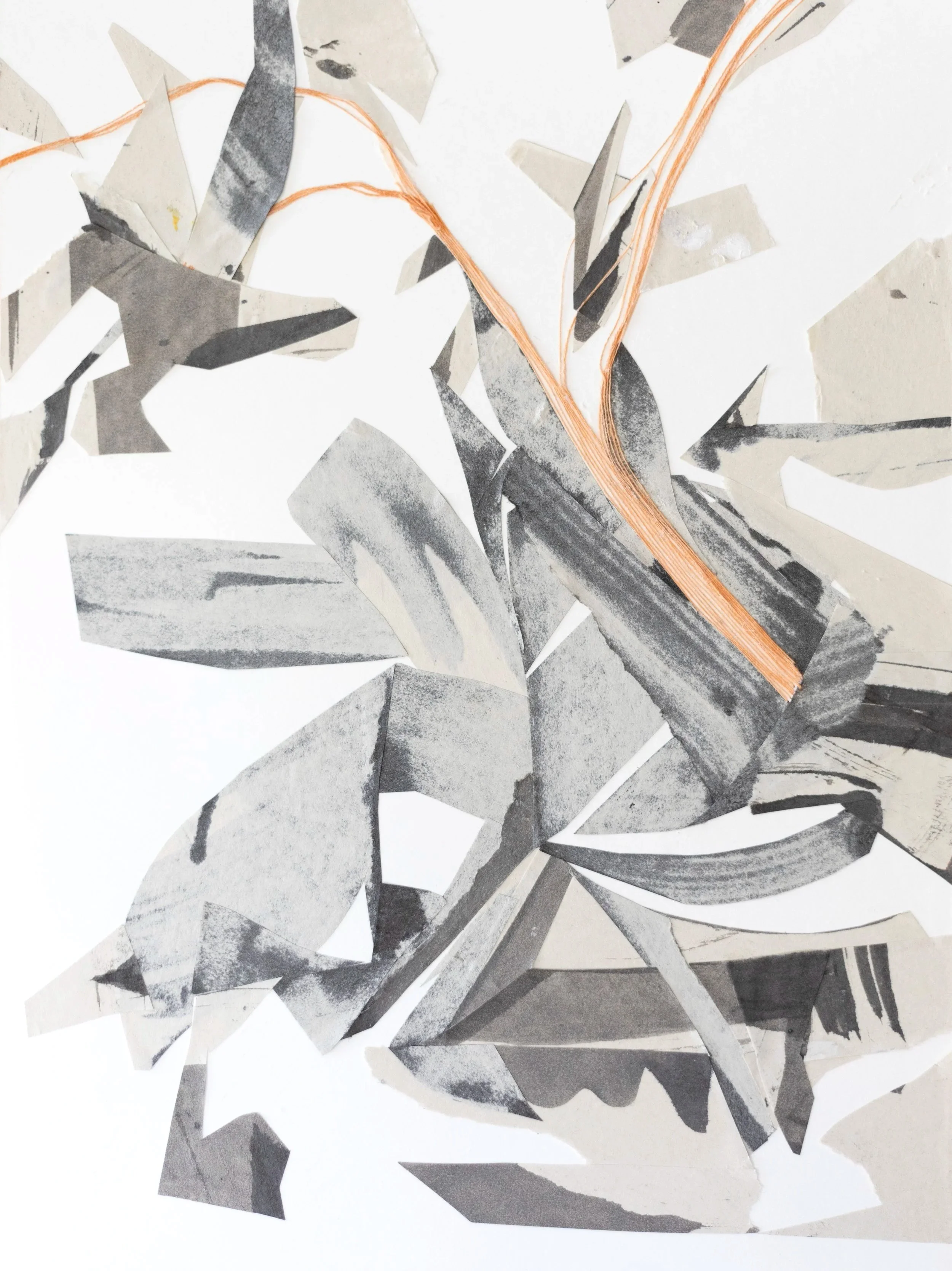 "Fog Horn"  9"x12"  Ink, Newsprint, and Thread (sold)