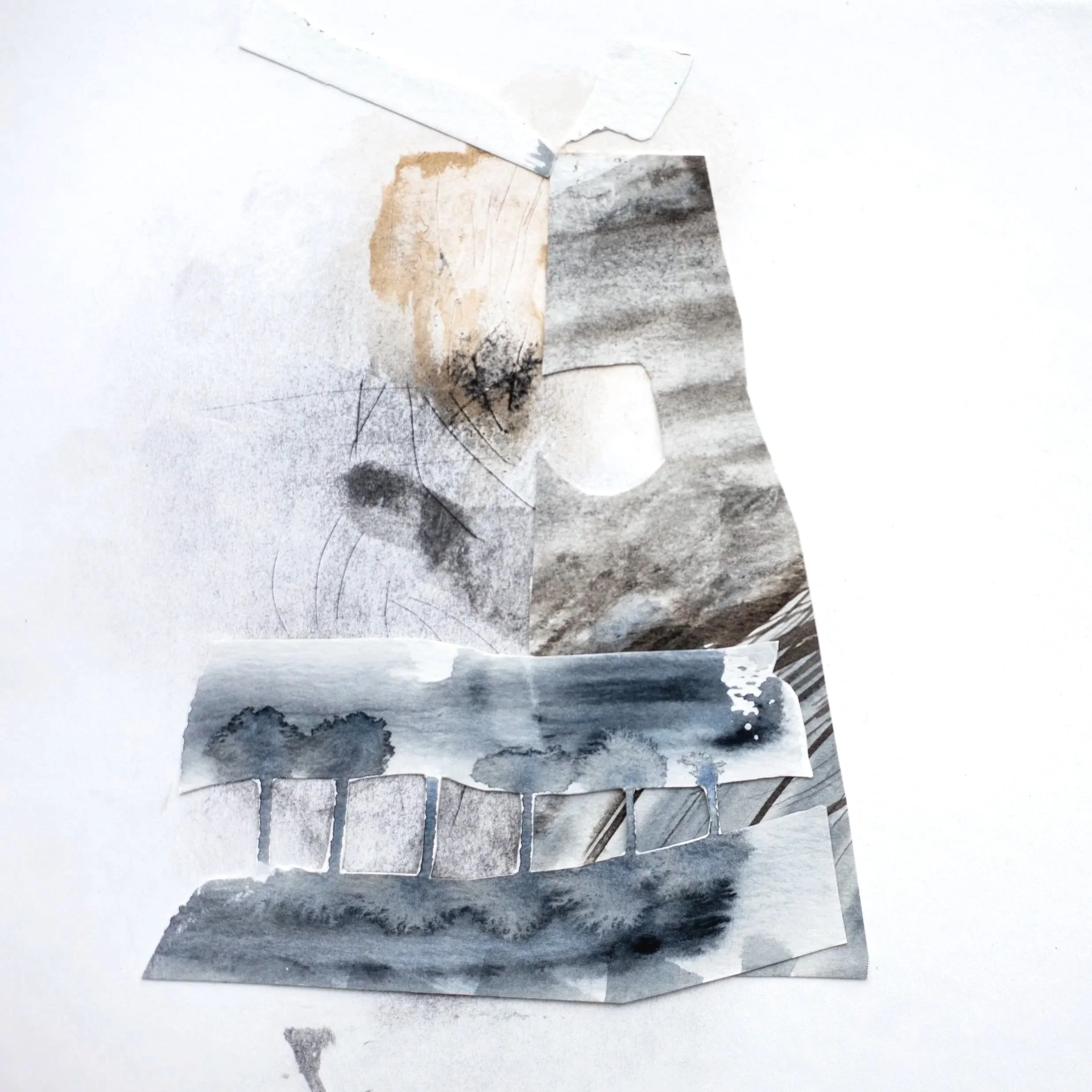 "Gorilla Windmill Mask" 8"x10"  Watercolor + Ink Collage