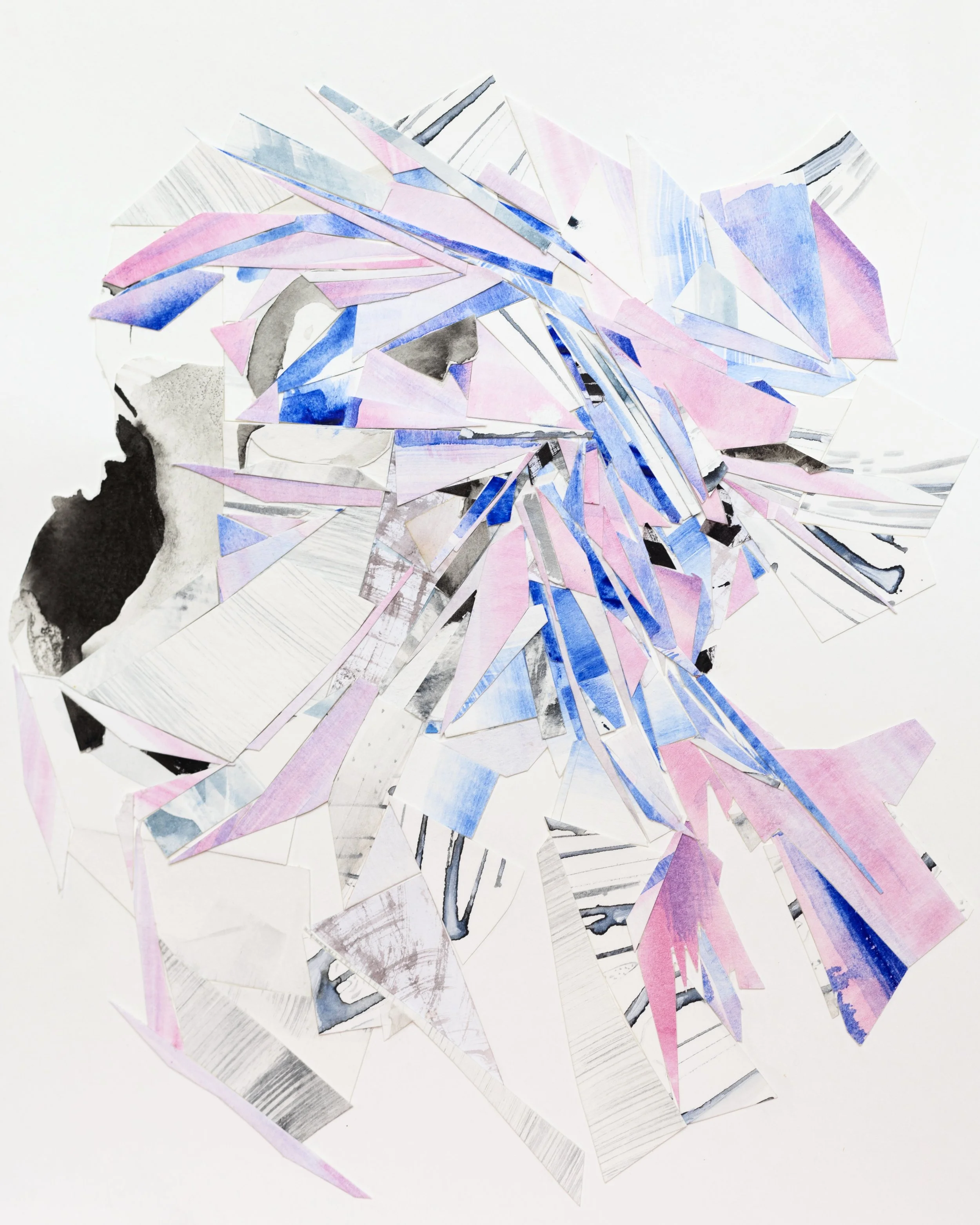 "Stream Bed"  9"x12"  Watercolor Collage  (sold)