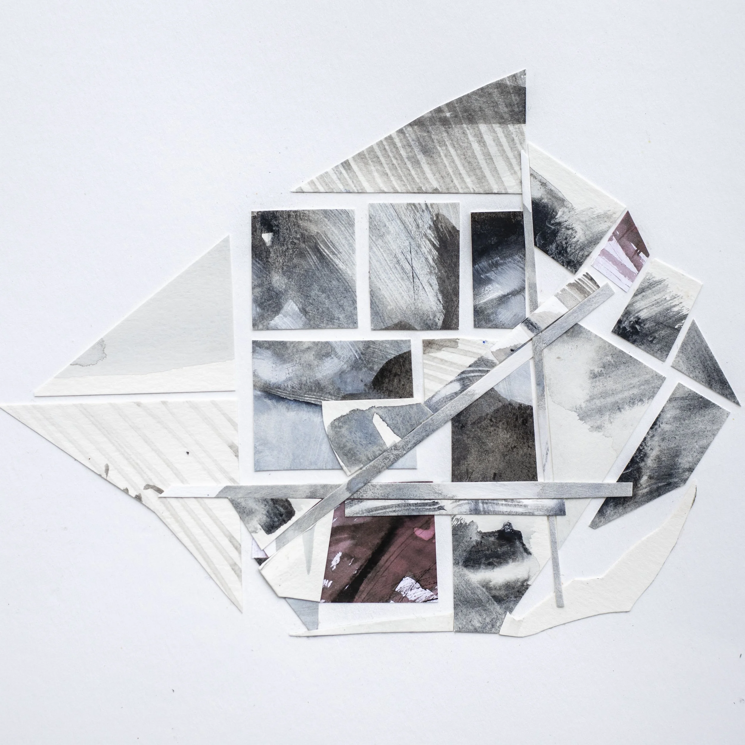 "Overcast" 9"x9"  Ink + Watercolor Collage