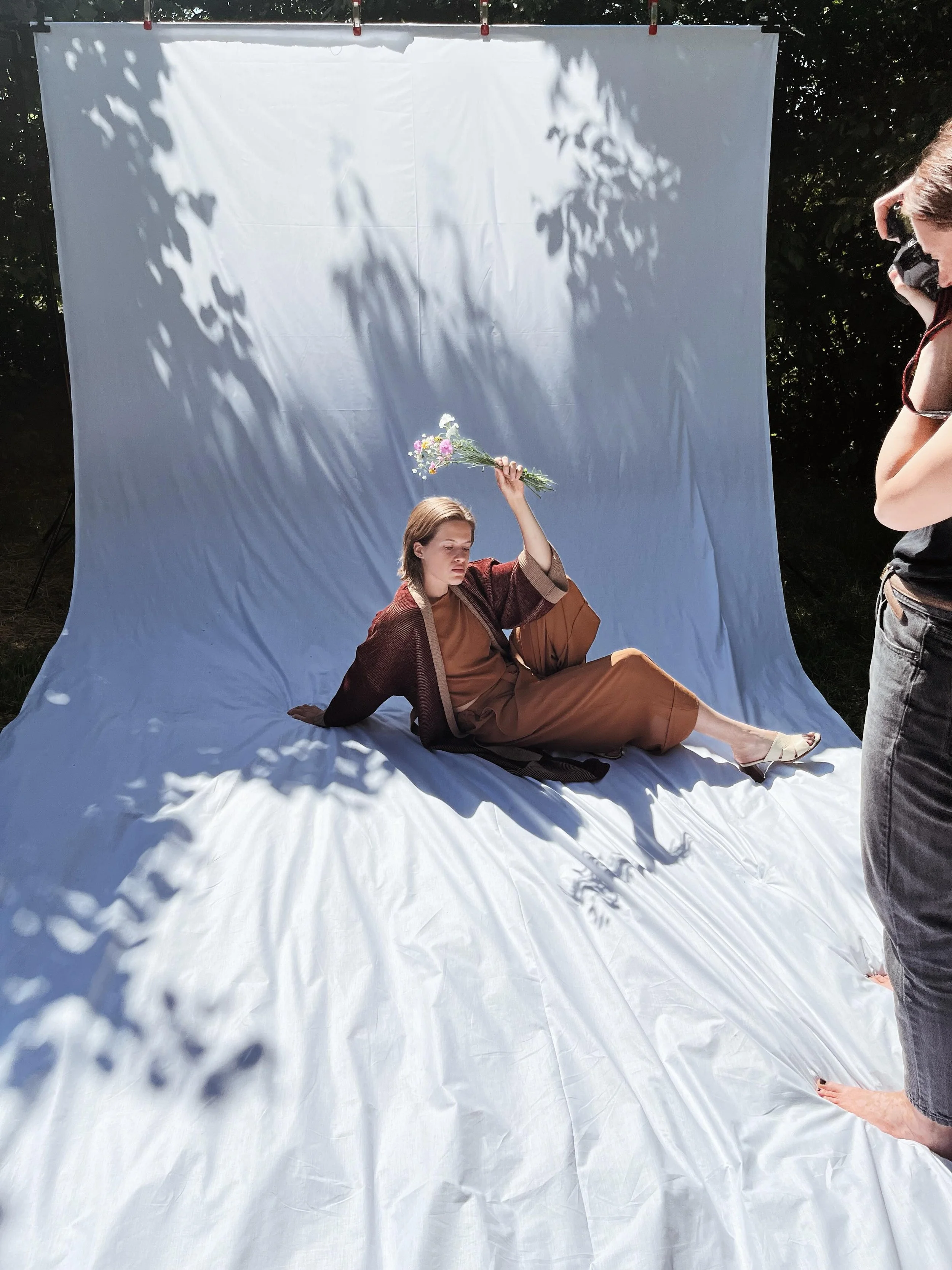 About a year ago, we shot the campaign for the knitted kimonos in my blooming garden 💐 C&eacute;cile from @maisonmoucha made the most beautiful shots on film of Billie @____stanza____ 💫 there are still a few kimonos left on my webshop - they are th
