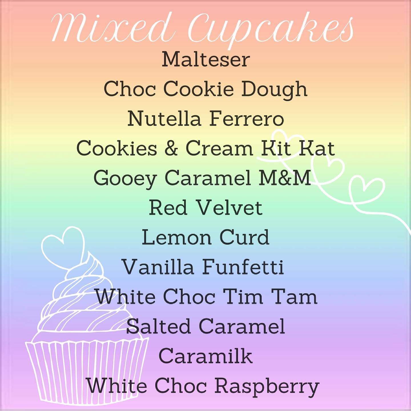Mixed cupcakes are finally back!!!! 🥳

This week we also have VEGAN MIXED CUPCAKES and CHOC BROWNIES!!!

Order everything through my website!! Link in bio. 🥳🥳😋😋🤩