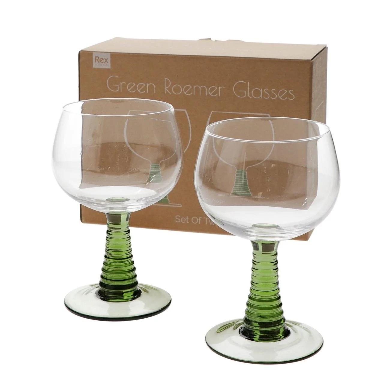 Retro Green Roemer Glasses – 350ml (Set of 2)