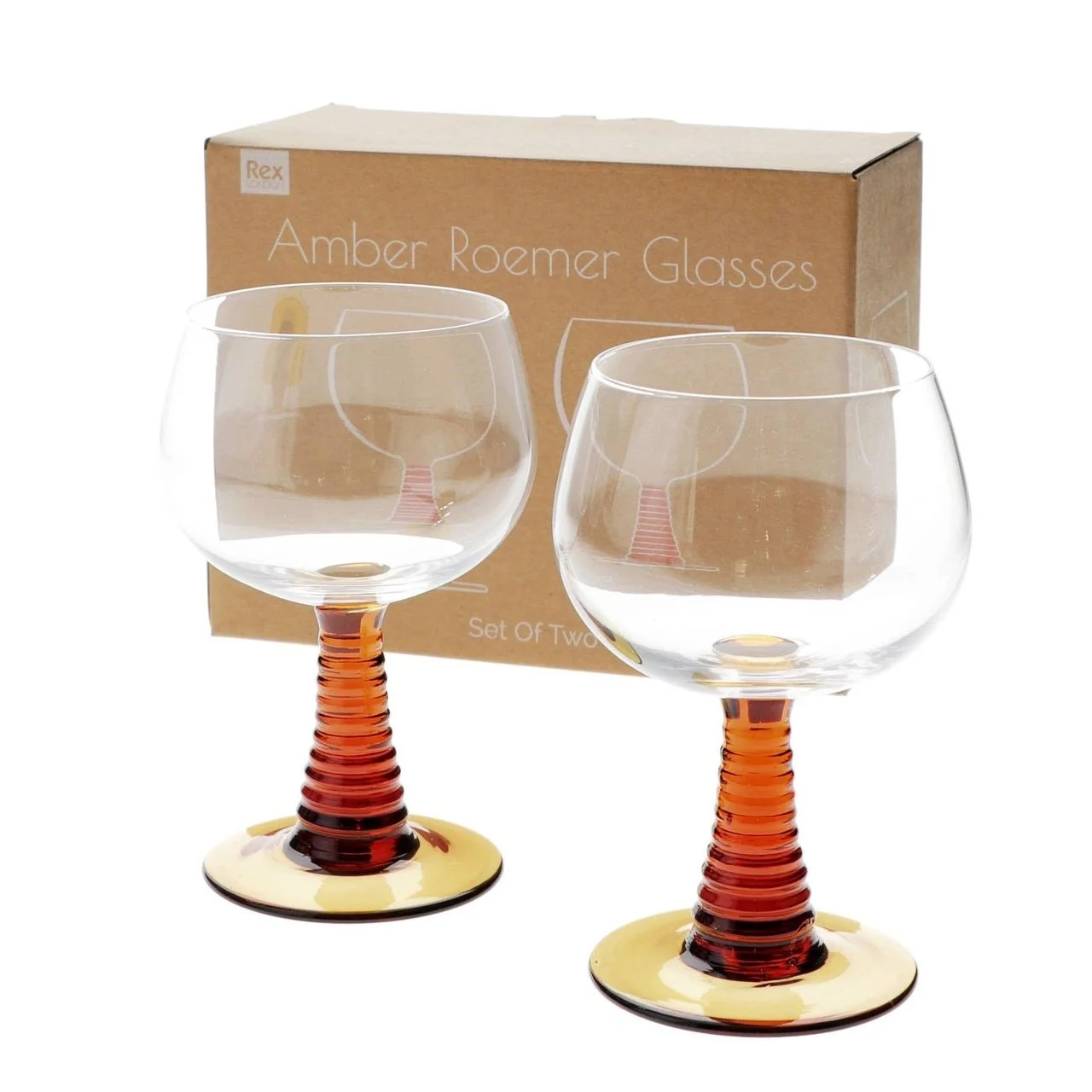 Retro Amber Roemer Glasses – 350ml (Set of 2)