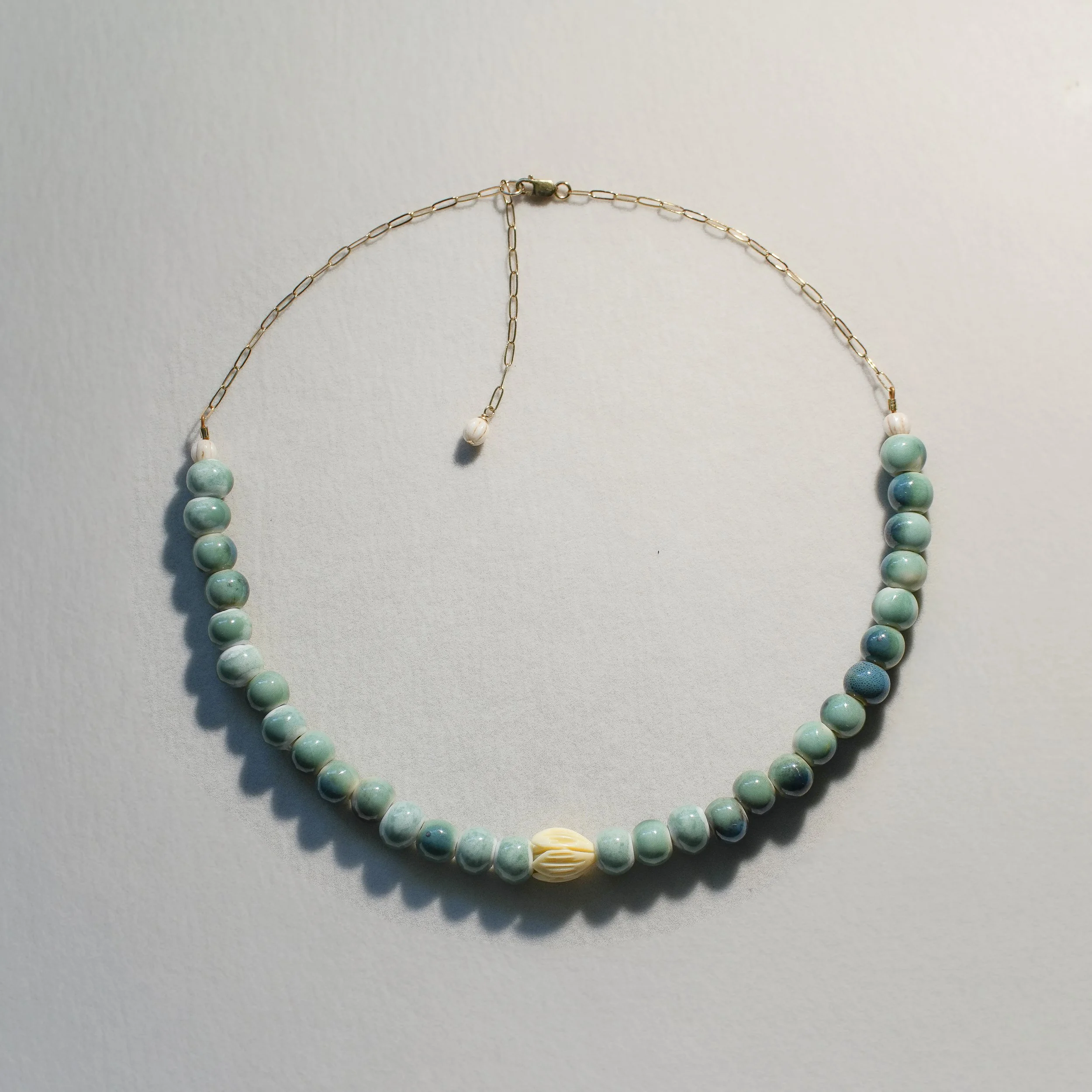 Chunky Blue Java Ceramic Beads & Resin Necklace