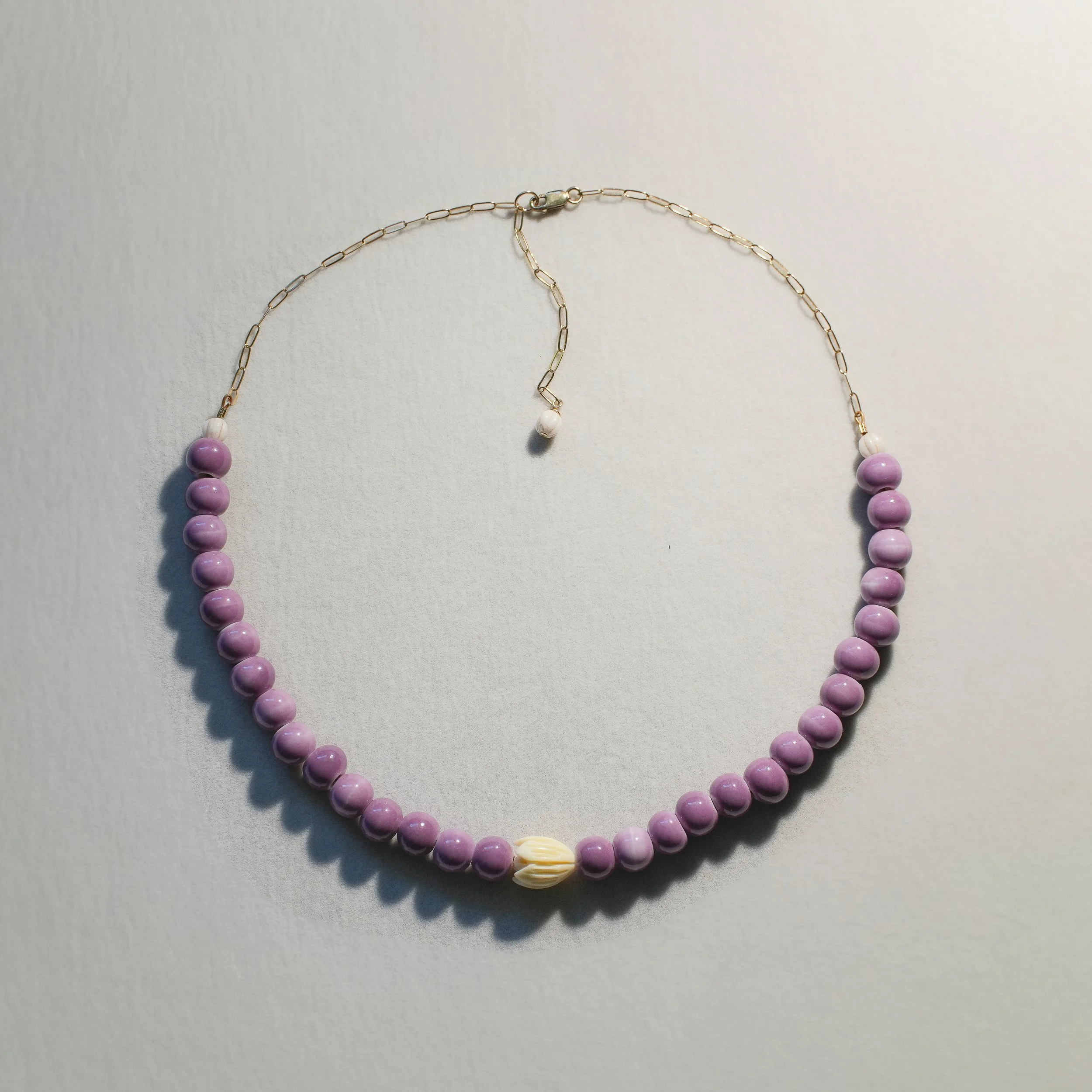 Chunky Mangosteen Purple Ceramic Beads & Resin Necklace