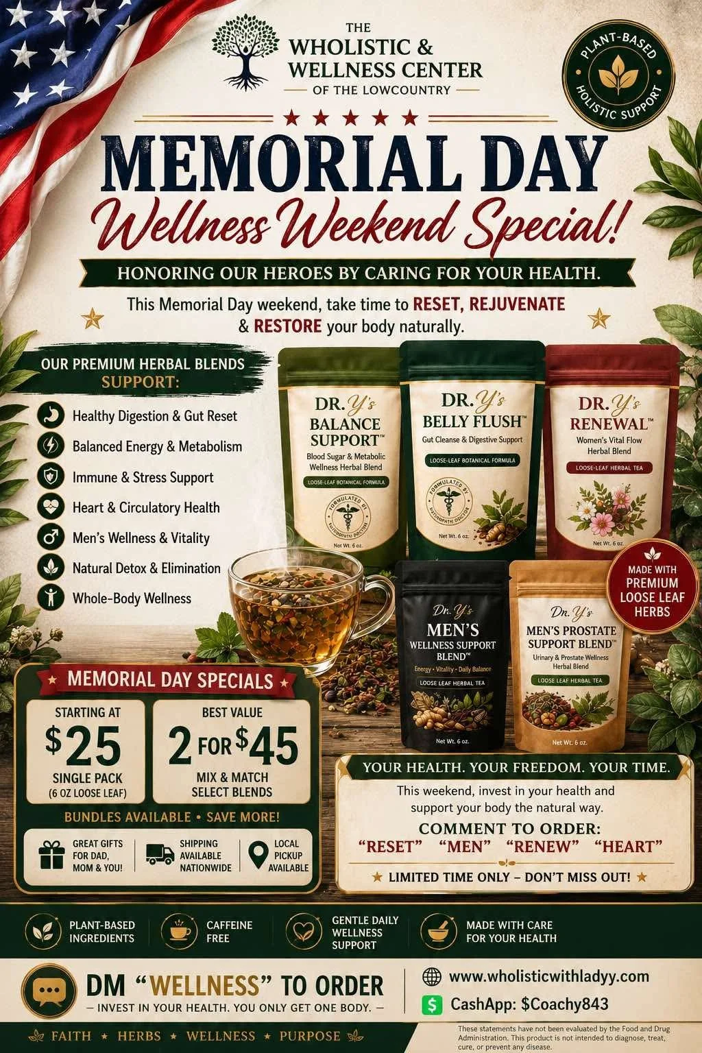 Memorial Day Wellness Weekend Herbal Tea Collection | Plant-Based Loose Leaf Wellness Blends