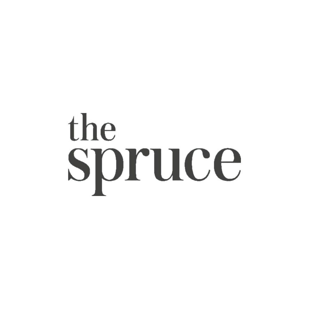Logo of "The Spruce" with stylized text on a green background.