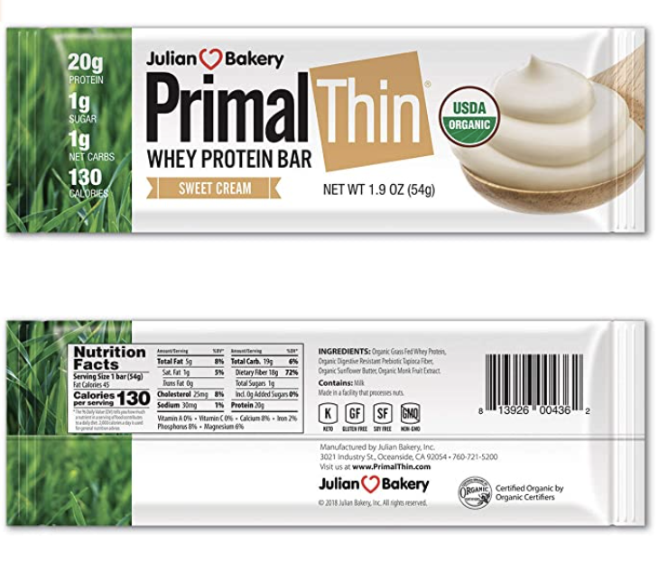Julian Bakery Primal Thin minimalist protein bar