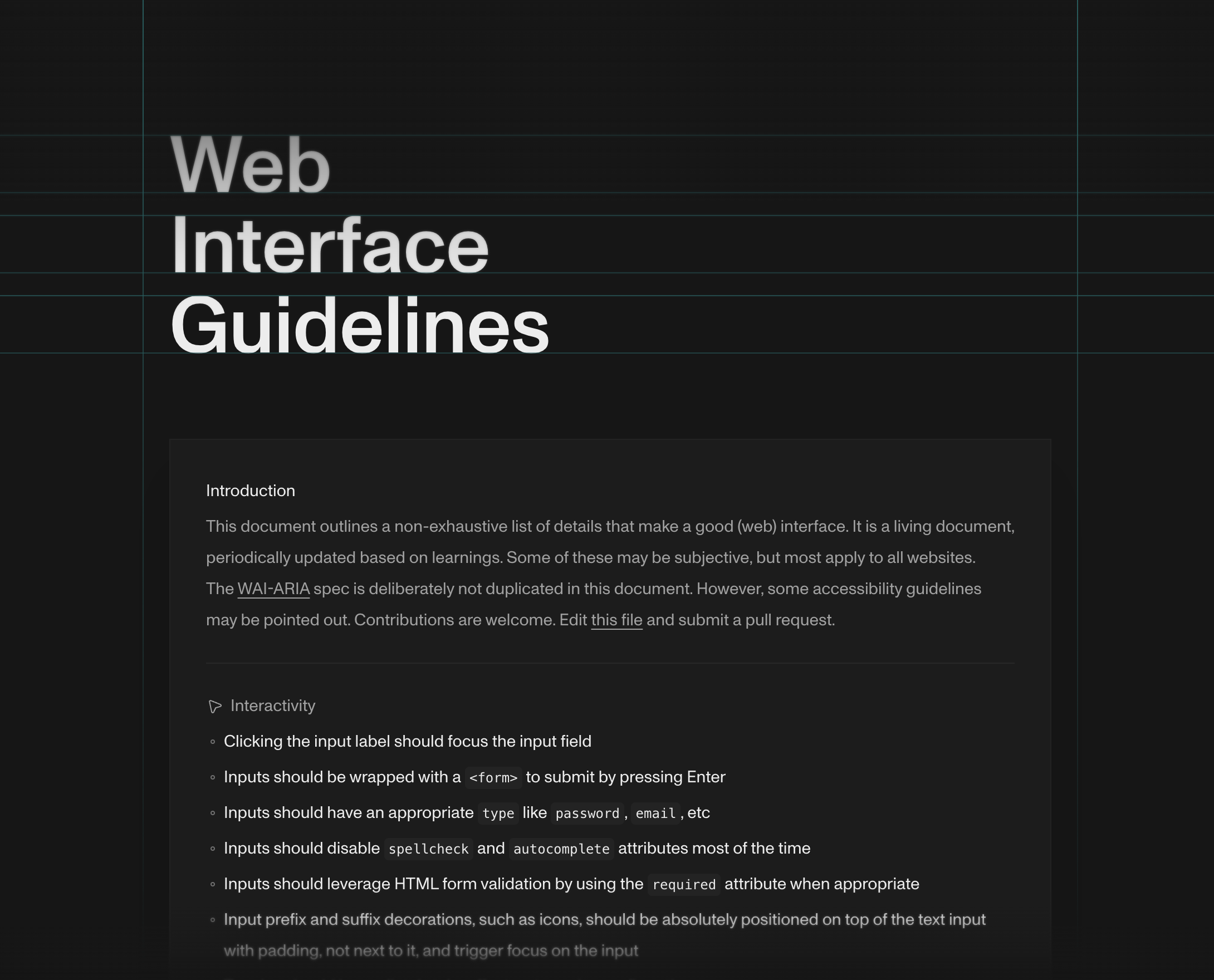 Web Interface Guidelines