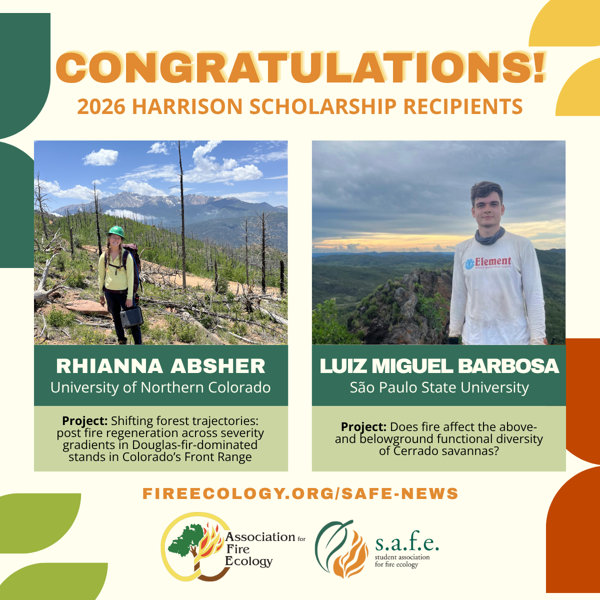 2026 Wayne Harrison Memorial Scholarship Recipients