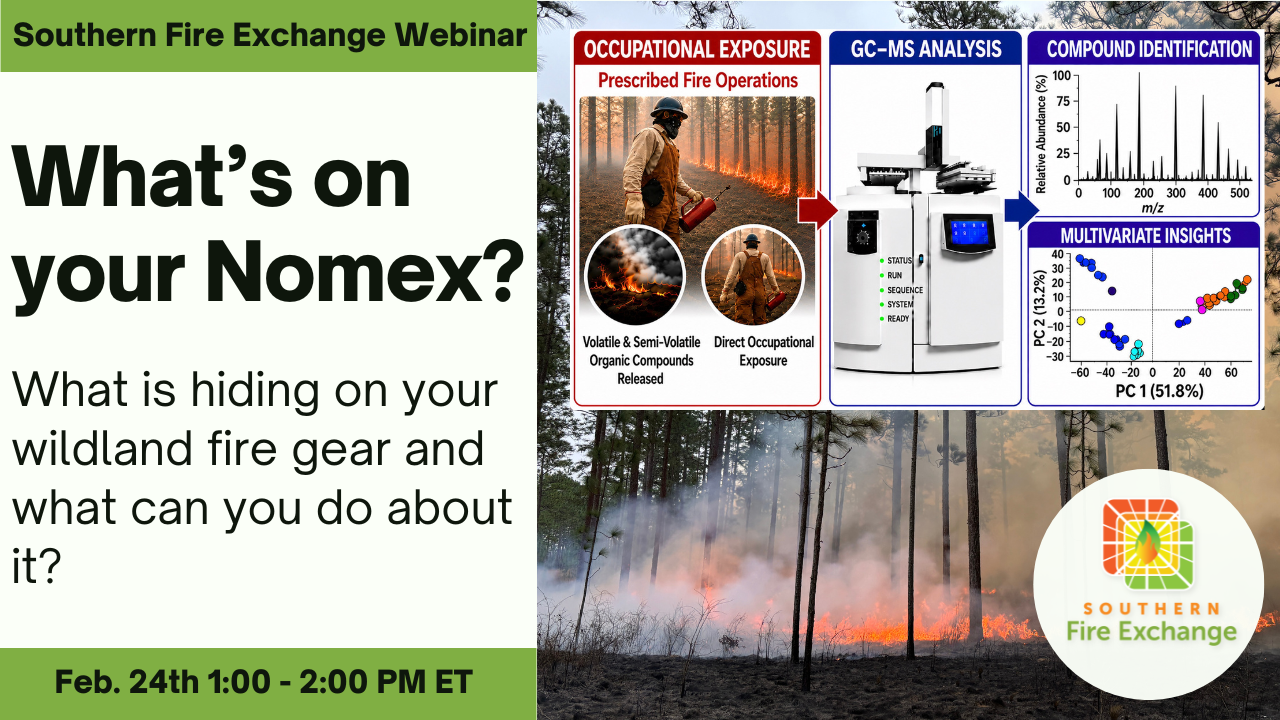 SFE Webinar: What’s on your Nomex? Nontarget analysis of volatile and semi-volatile organic chemical profile of wildand firefighter gear