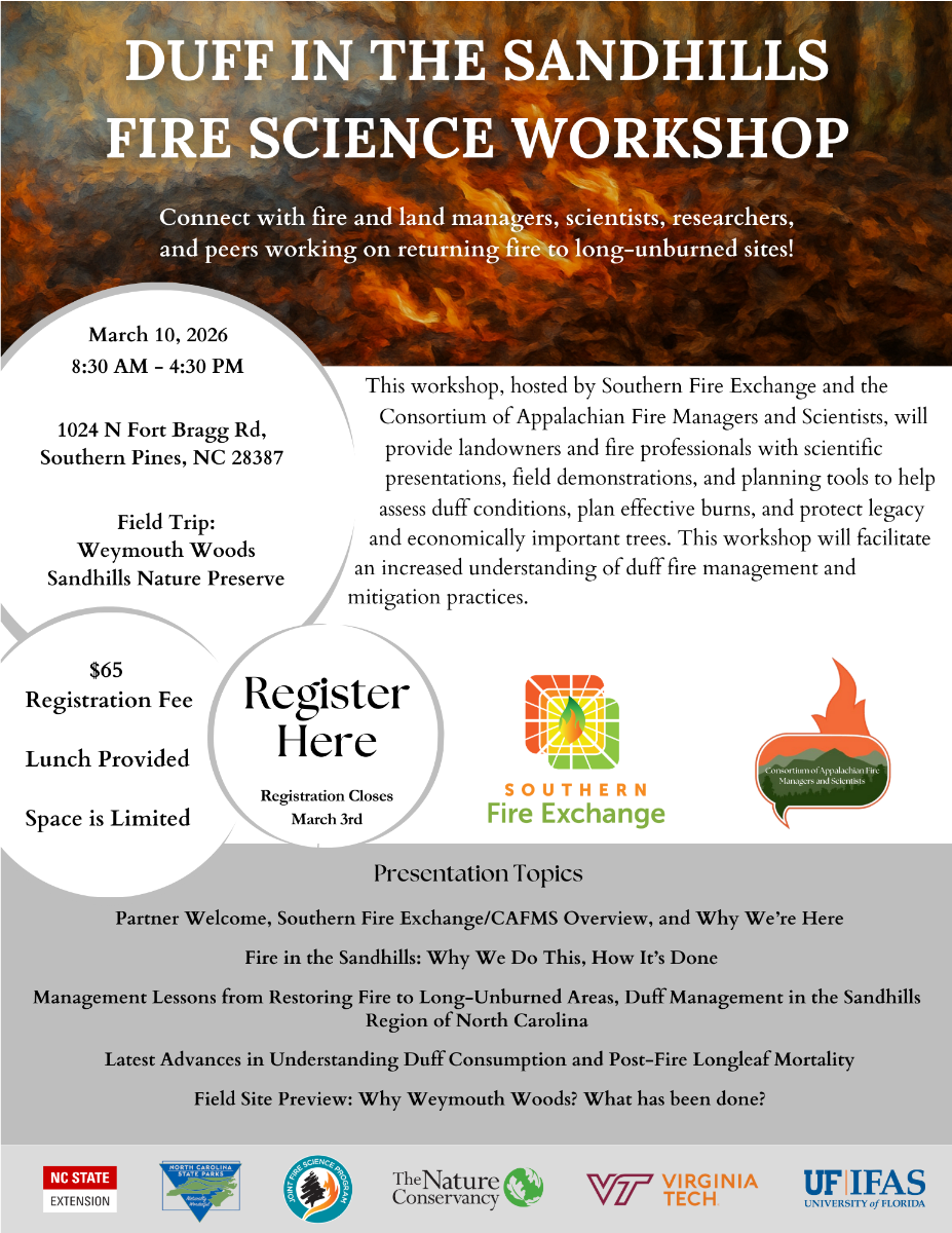 Duff in the Sandhills Fire Science Workshop — Association for Fire Ecology