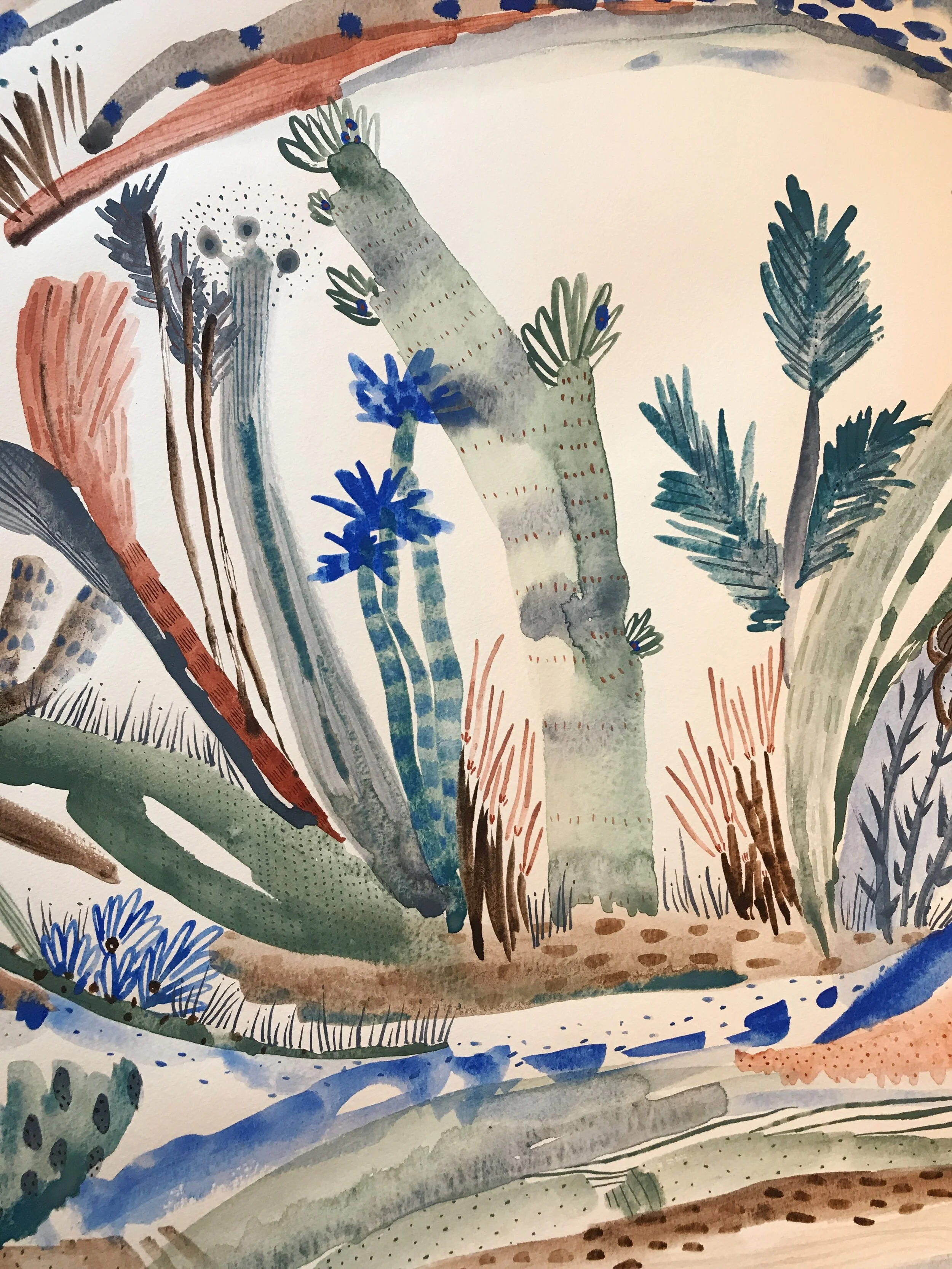 Close-up of Commission 01 abstract painting (center)