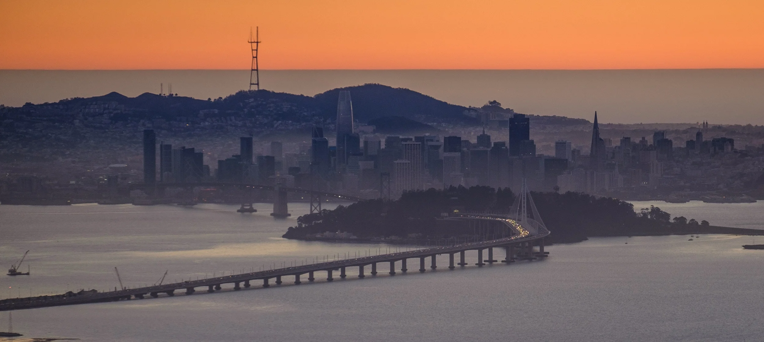 38. Fog Layer and Sunset Color over San Francisco (6:50 pm, Oct. 8, 2018)