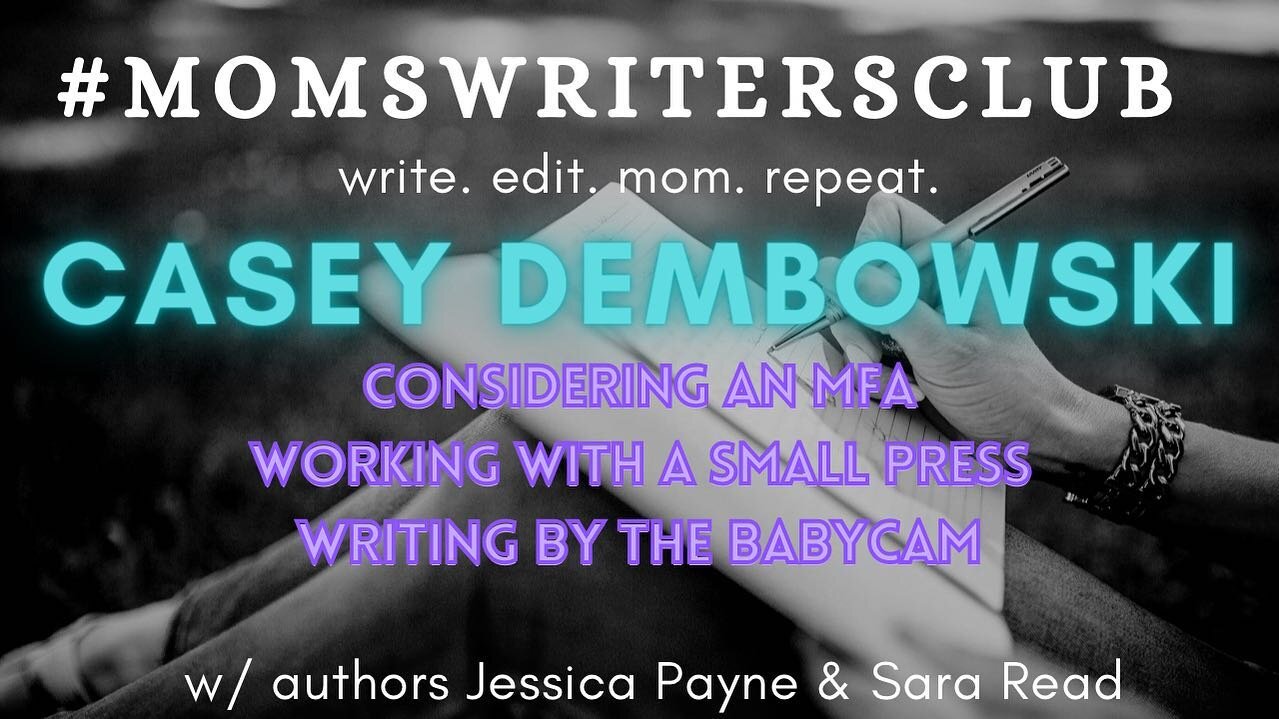 New episode with author @casey_dembowski where we talk about reasons to consider an MFA, her experience working with a small publisher and being hands-on, and &ldquo;writing by the baby monitor&rdquo;. Link in bio!