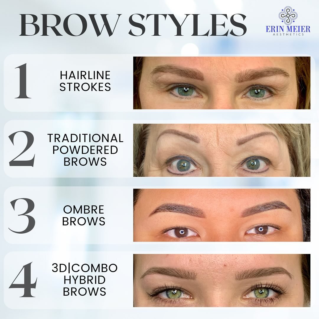 ✨ What&rsquo;s Your Brow Style? ✨ Discover your perfect match! 🎨🌟
1-Hairline Strokes - The most natural of brow choices. This is very similar to a microblade that resembles individual eyebrows hairs. Plus, it lasts much longer than microblading.
2-