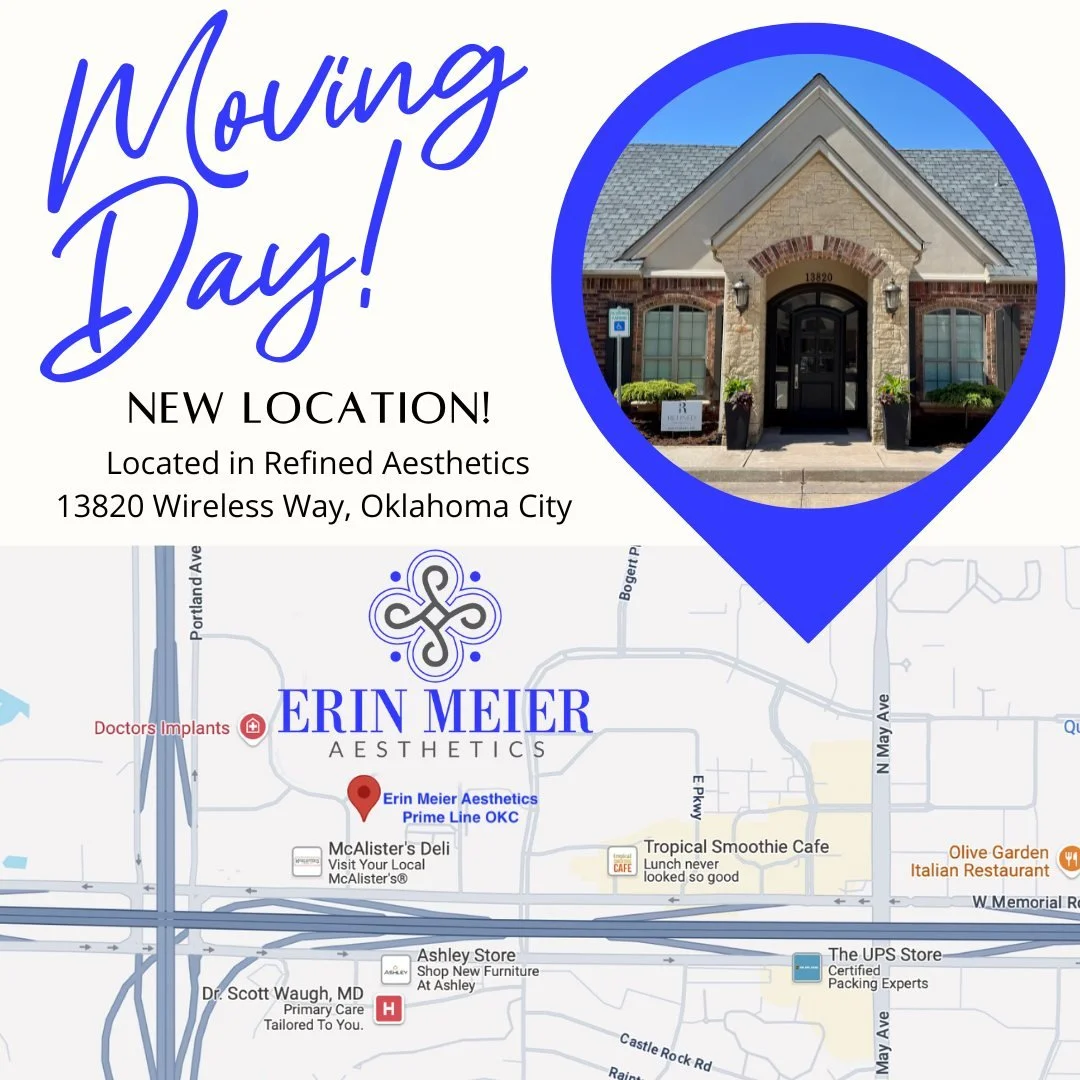 Exciting News &ndash; I'm Moving Offices!
Starting July 1, my office will be moving back to the HWY 74 (Portland) &amp; Memorial area!
I&rsquo;ll be located inside the offices of Refined Aesthetics! 
📍13820 Wireless Way, OKC
This change is all about
