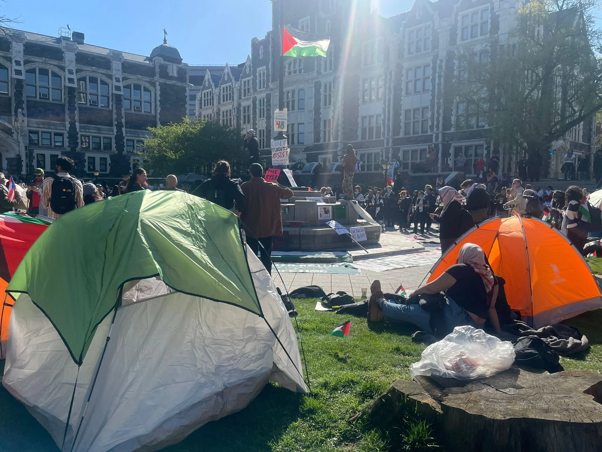 CUNY students set up pro-Palestinian encampment on CCNY quad