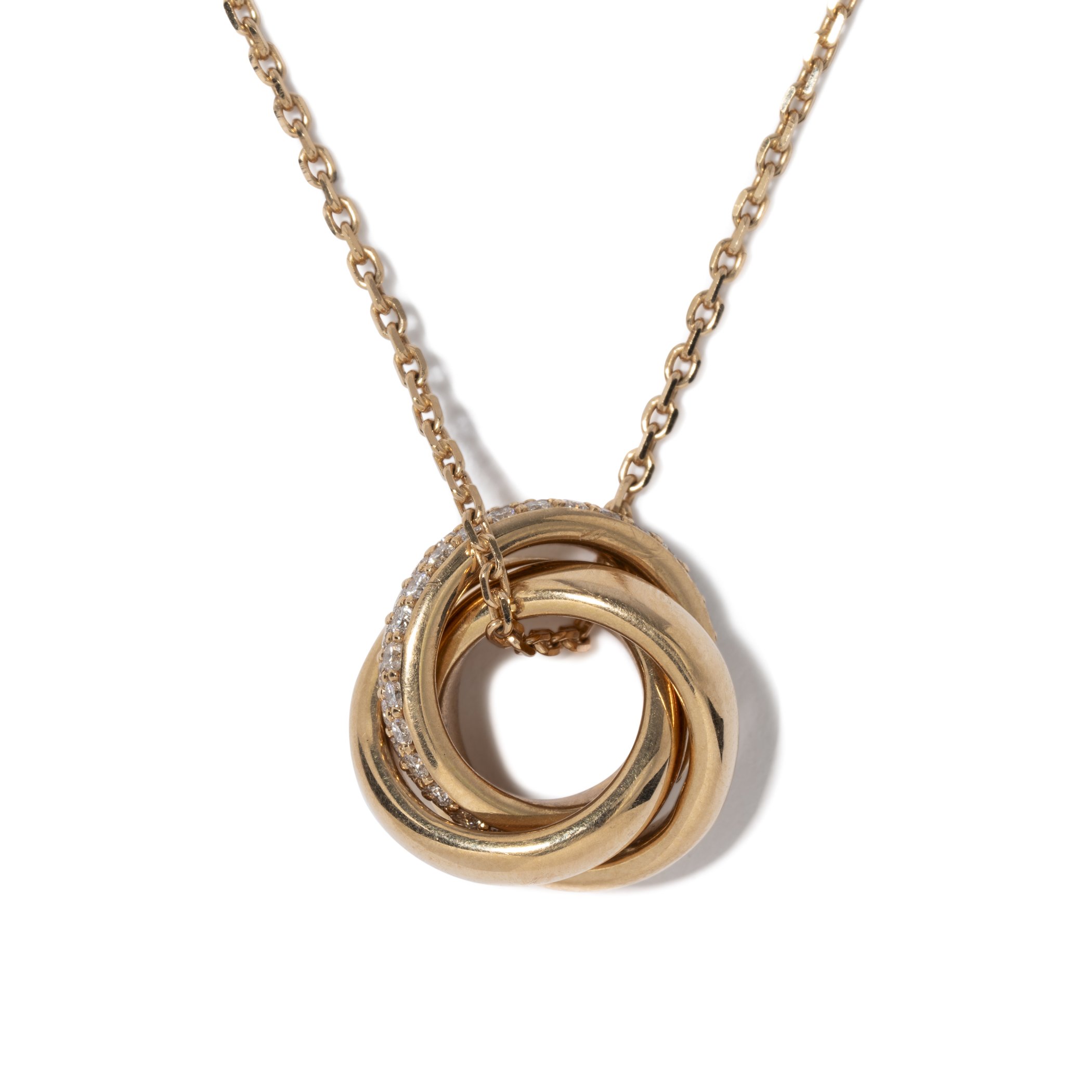 18k rose gold pendant necklace bead-set with round diamonds weighing 0.62 carat total (contemporary)