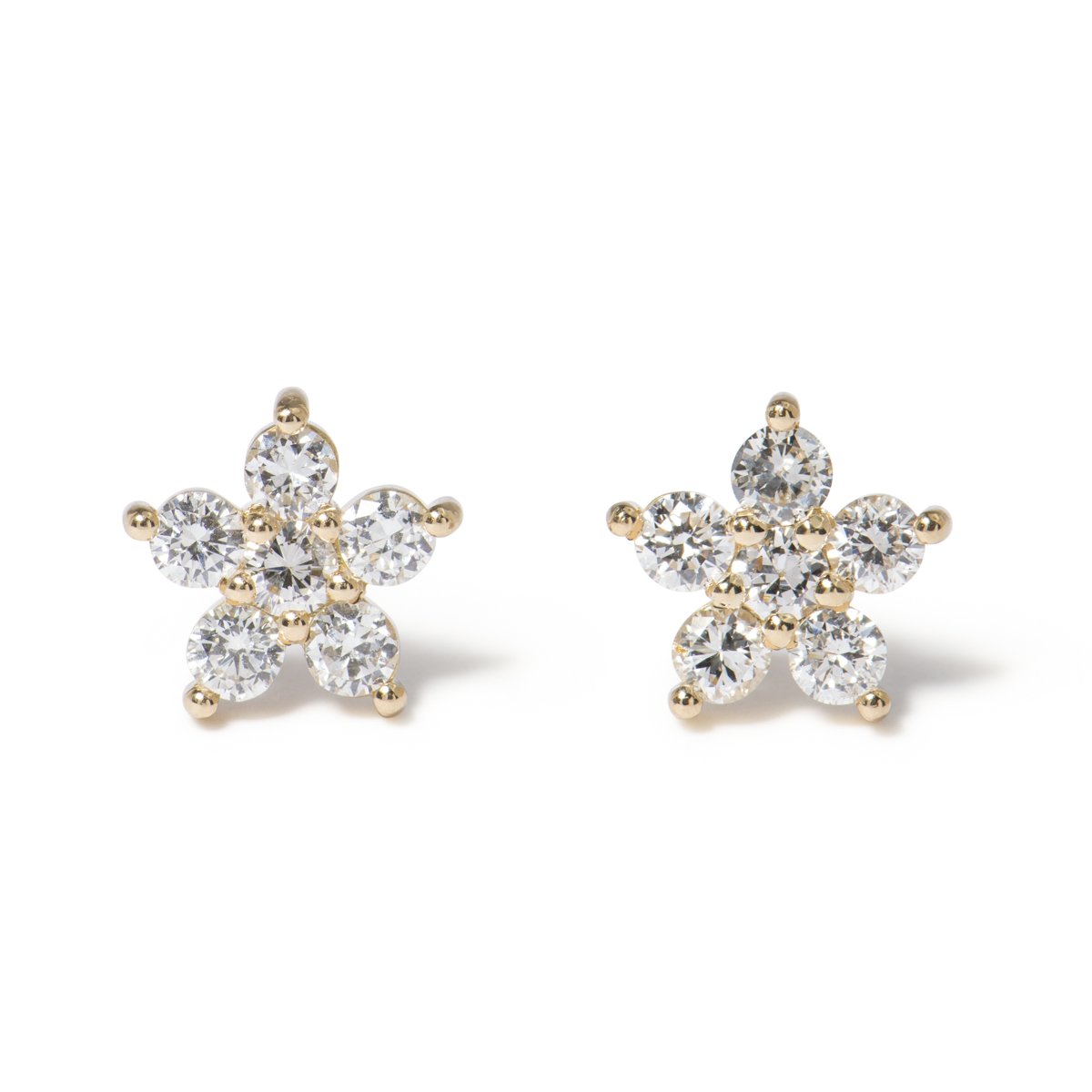 18k yellow gold earrings with round diamonds weighing 1.92 carats total (contemporary)