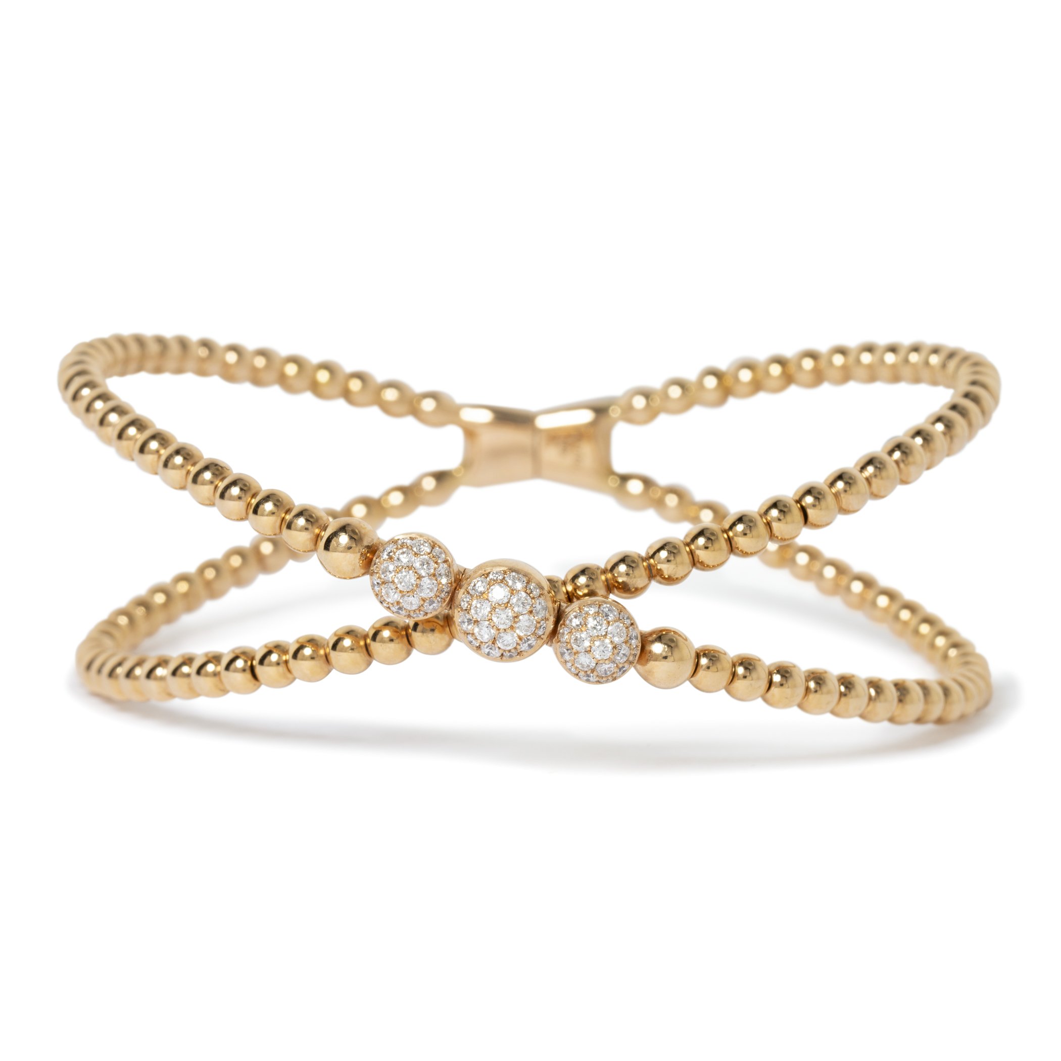 18k rose gold bracelet with round diamonds weighing 0.41 carat total, by Hans D. Krieger (contemporary)