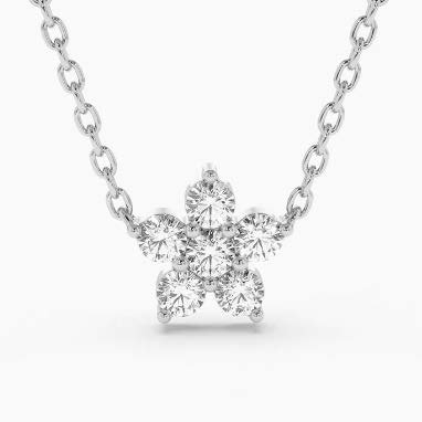 18k white gold necklace with round diamonds weighing 1.01 carats (estate)