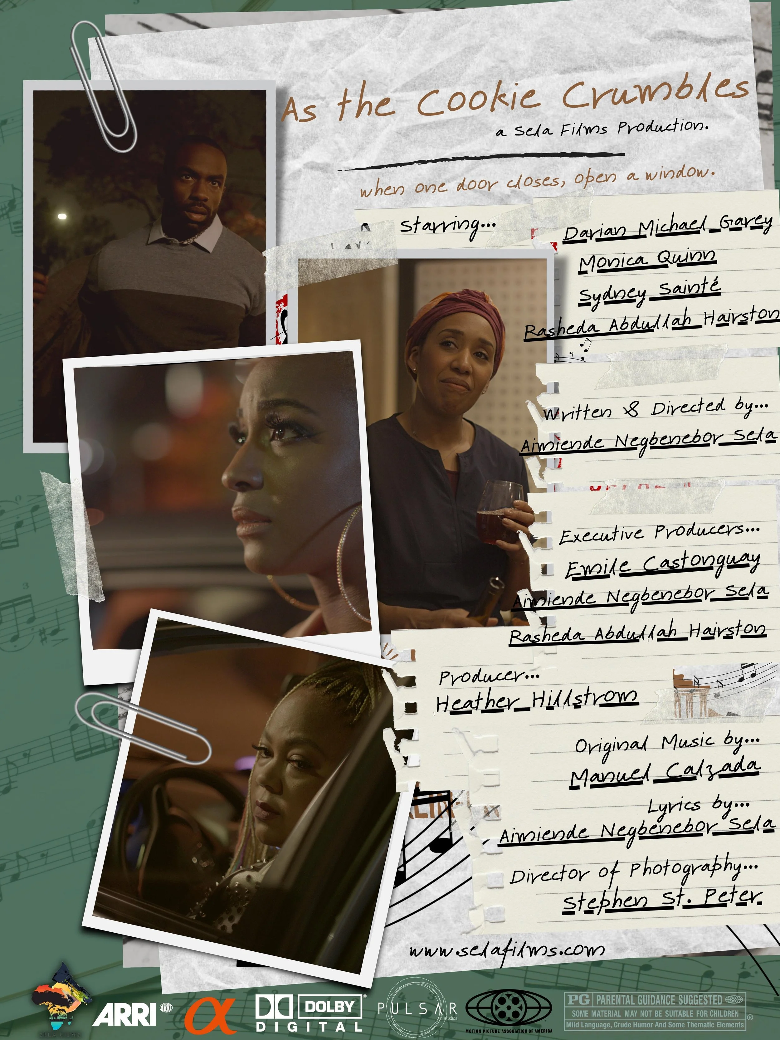 As the Cookie Crumbles (2021) 
CHOREOGRAPHER 
37m 
QUALIFIER (96th Academy Awards) WINNER Best
Short Film (Bronzelens Film Festival) WINNER Jury Award & Best Ensemble Cast (FirstGlance Film Festival) WINNER Best Short Film (Weyauwega International Fi