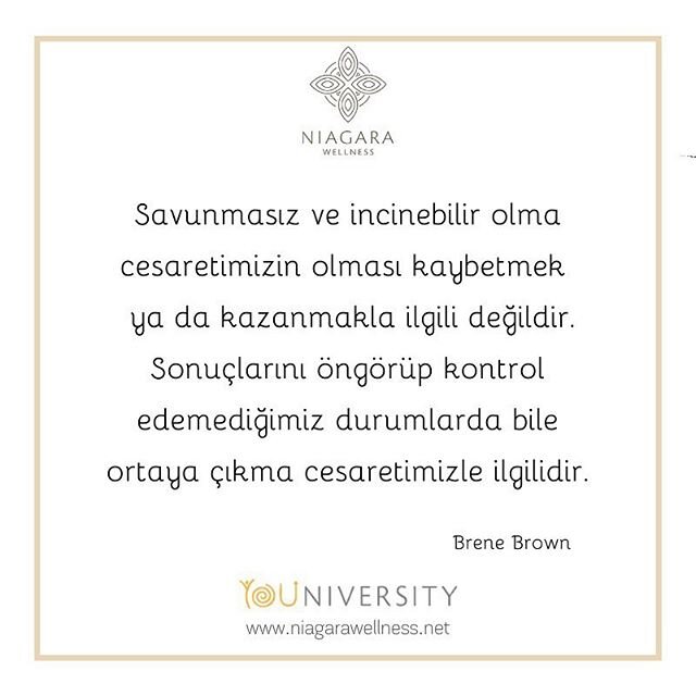 &ldquo;The courage to be vulnerable is not about winning or losing, it&rsquo;s about the courage to show up when you can&rsquo;t predict or control the outcome.&rdquo; ✏️ #brenebrown @brenebrown .
.

#niagarawellness #youniversity #loveyourself #free