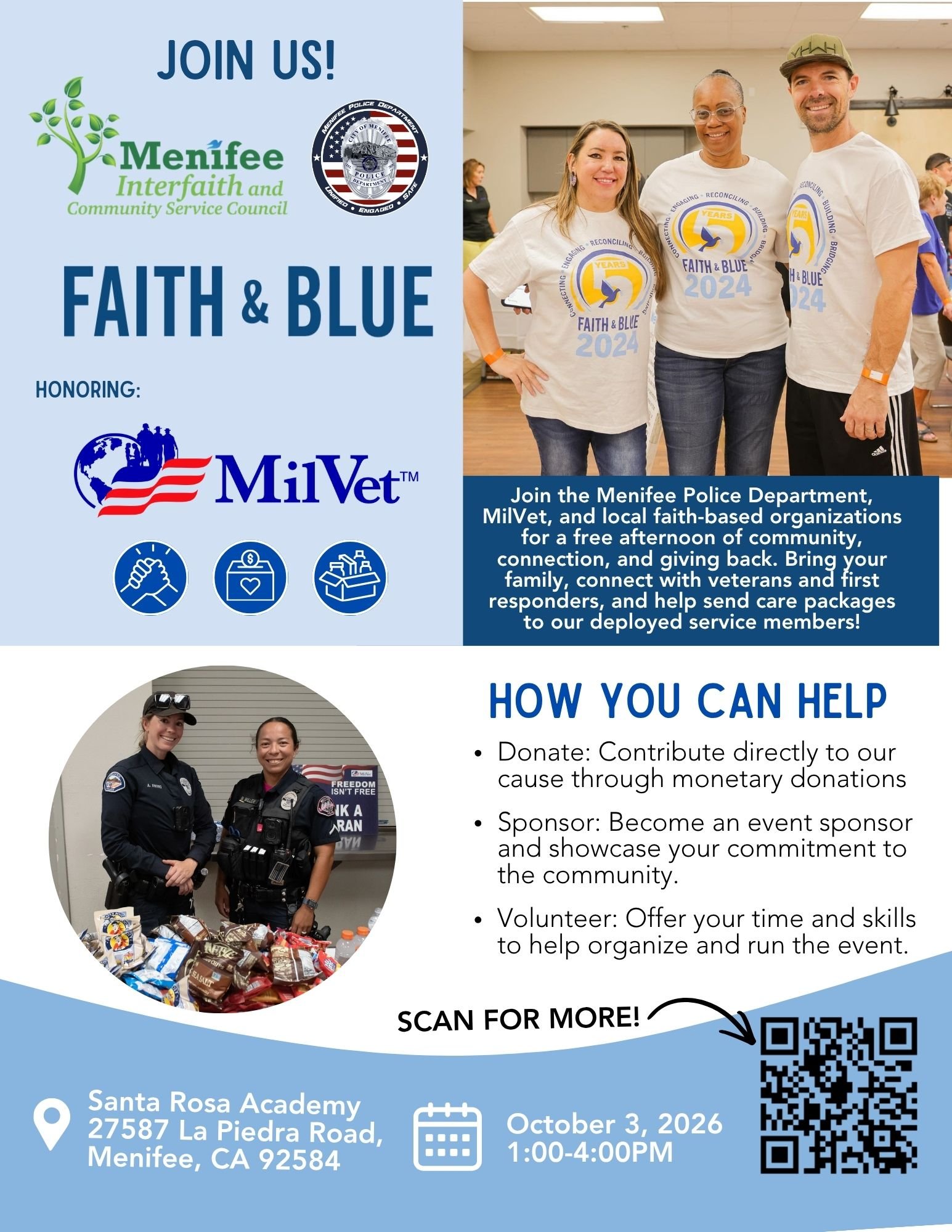 Menifee Faith in Blue Sponsorships