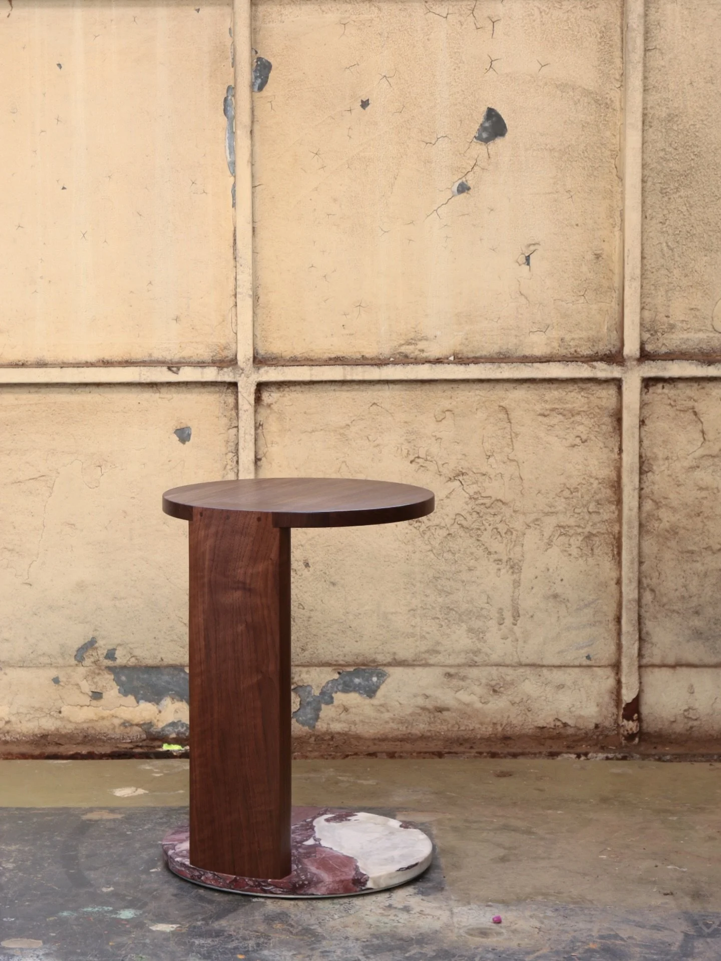 Side tables in Walnut, Calacatta Viola marble and aluminium for @_hunter_id 

The marble started as a visual decision, but became important in the tables design. The weight of the marble provides the stability required for the single-leg structure an
