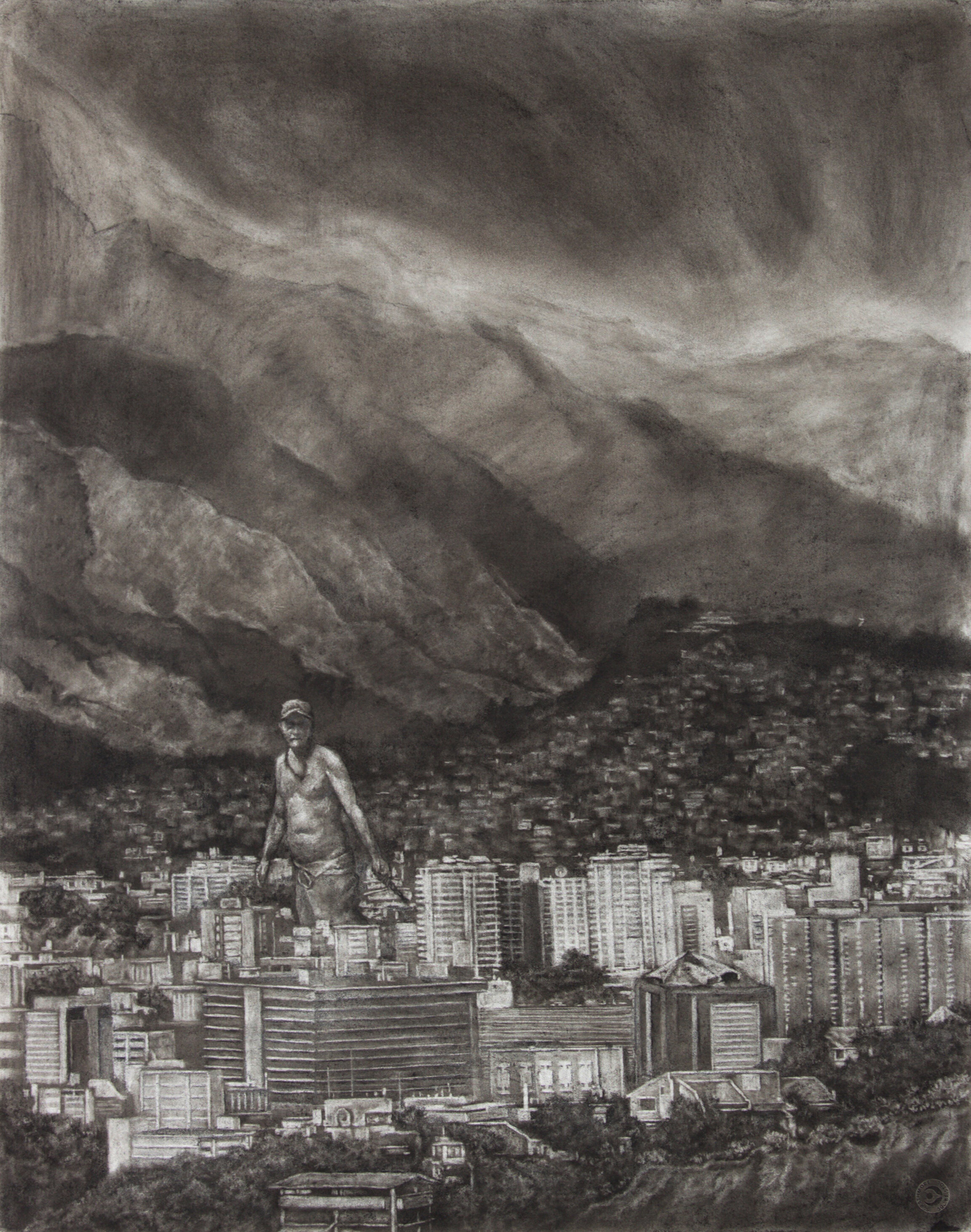    Inhibition  , charcoal on paper, 23 x 29 inches, 2015   