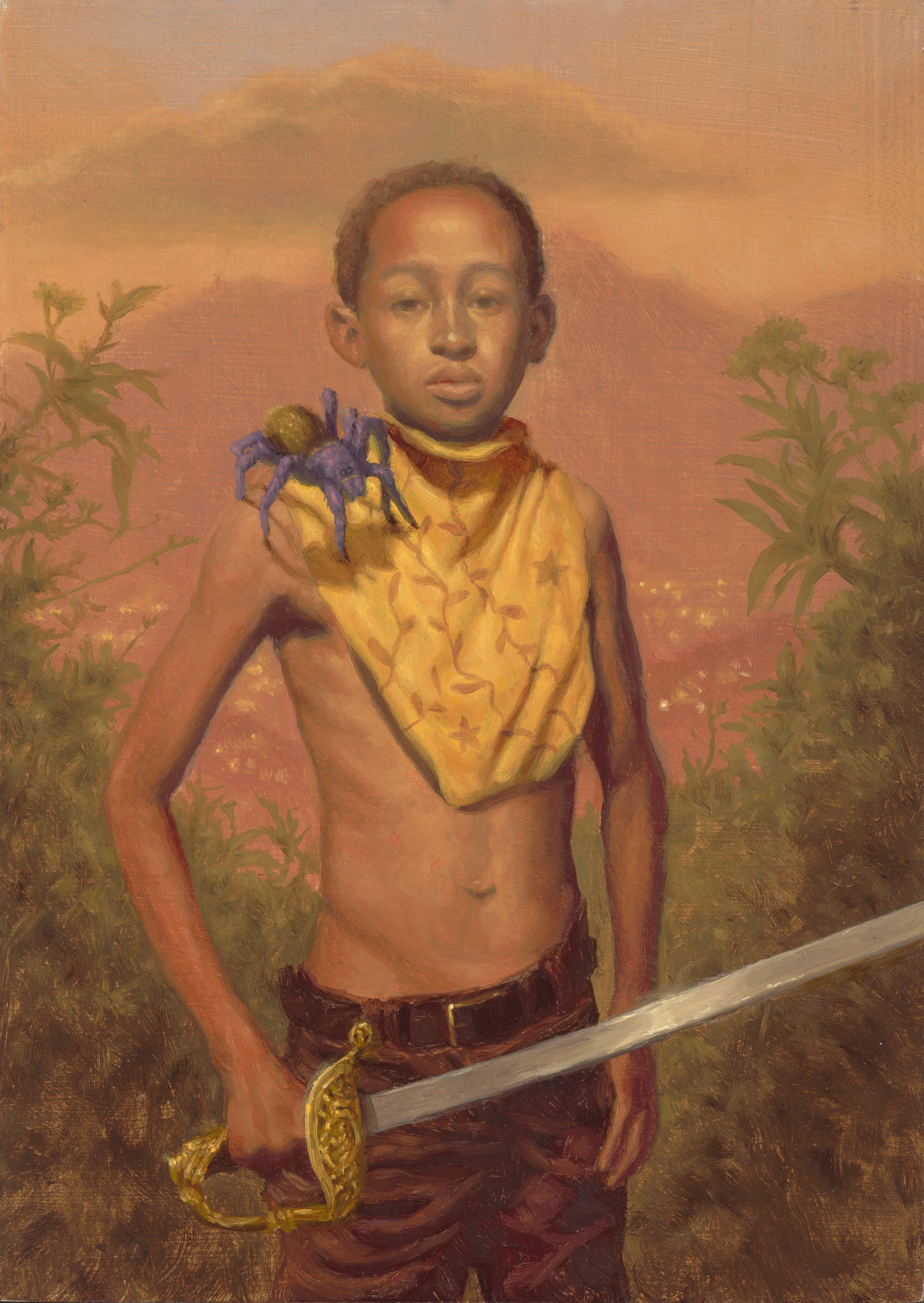   The Boy and the Spider,  5 x 7 inches, oil on panel, 2023 