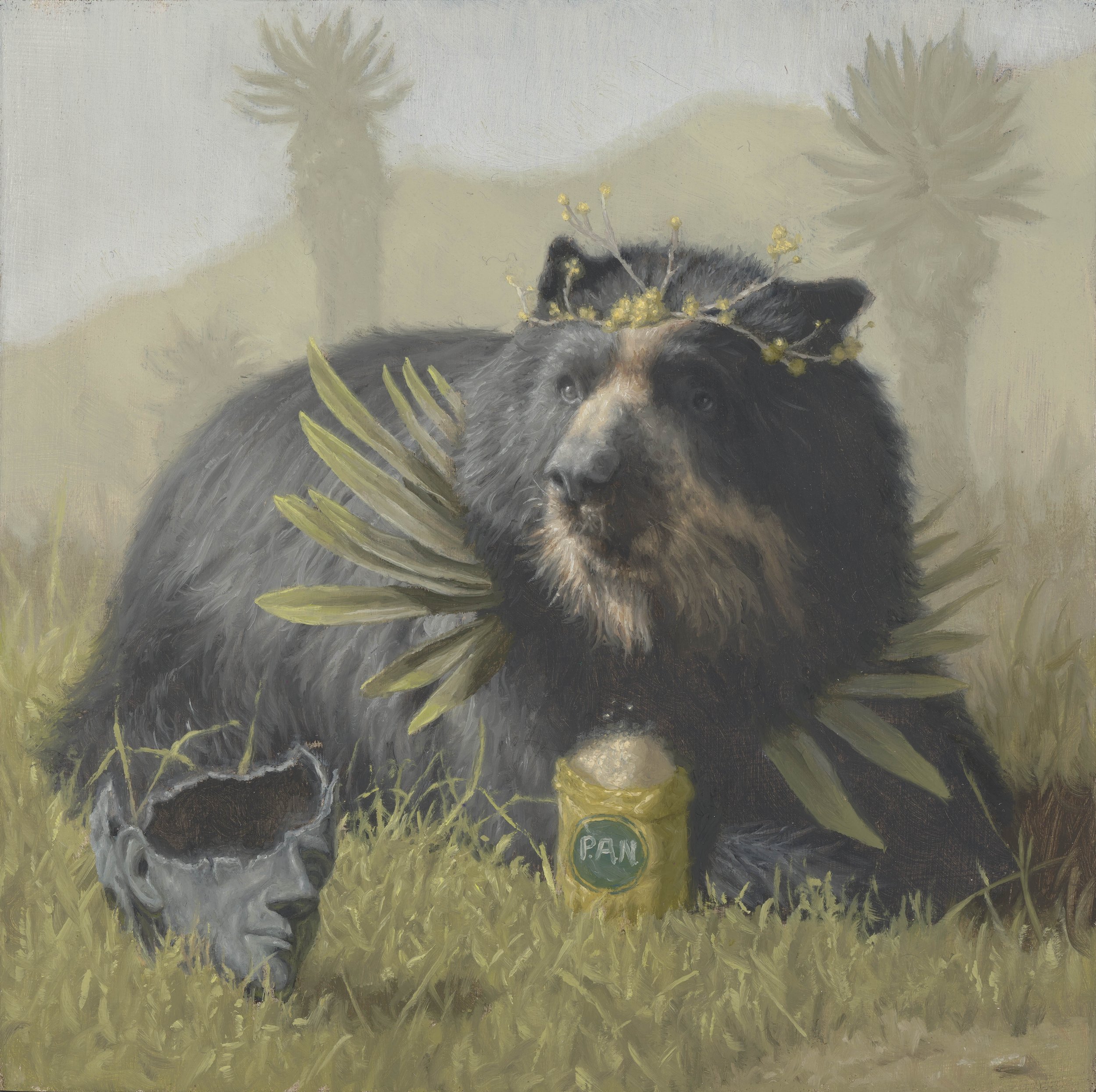   Bear,  6 x 6 inches, oil and acrylic on panel, 2022 