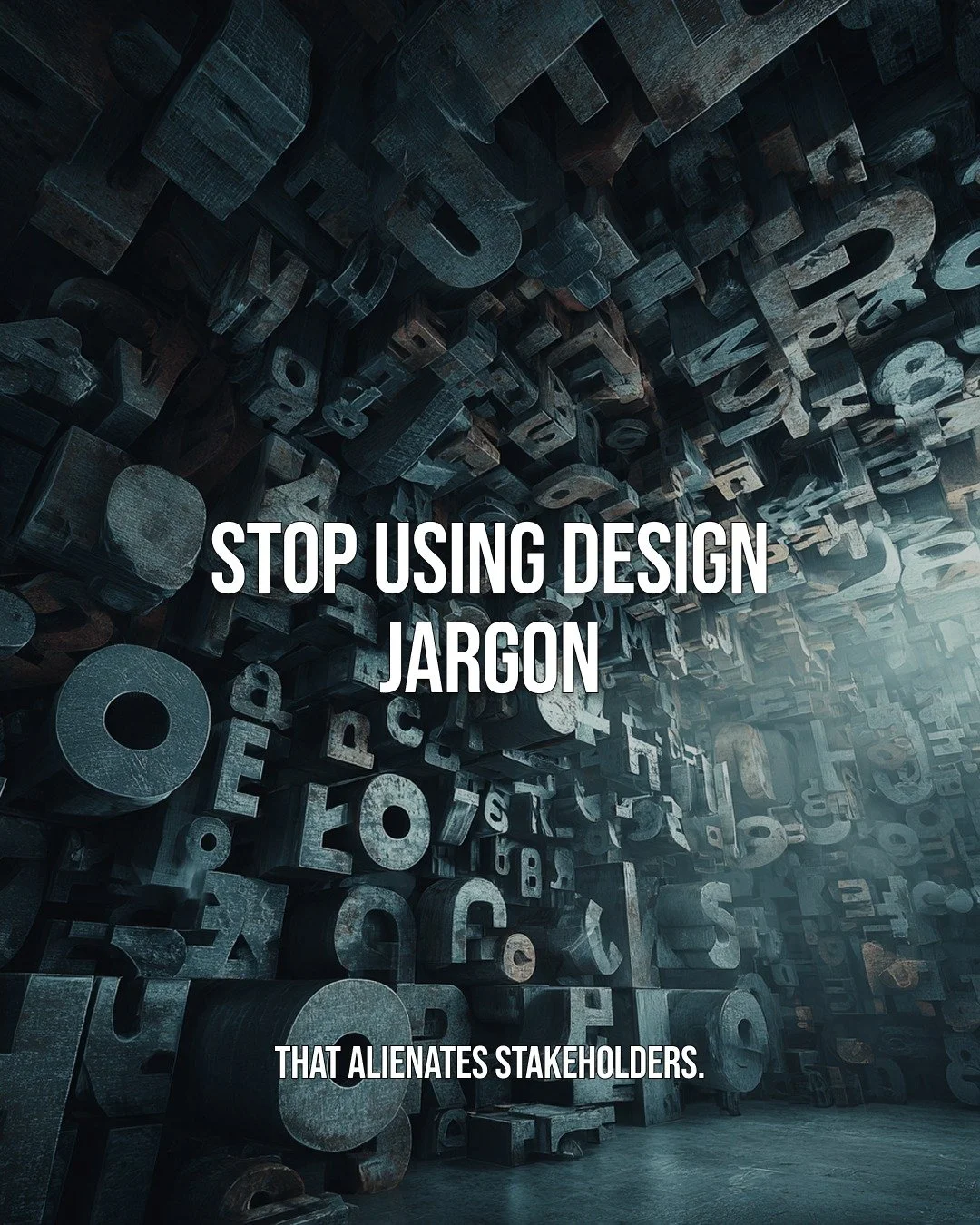 Stop using design jargon. 🚫
It doesn&rsquo;t make you sound smarter&mdash;it creates distance. Stakeholders tune out when they don&rsquo;t understand the language.

👉 What to do instead:
✔️ Ditch the buzzwords
✔️ Translate design terms into busines